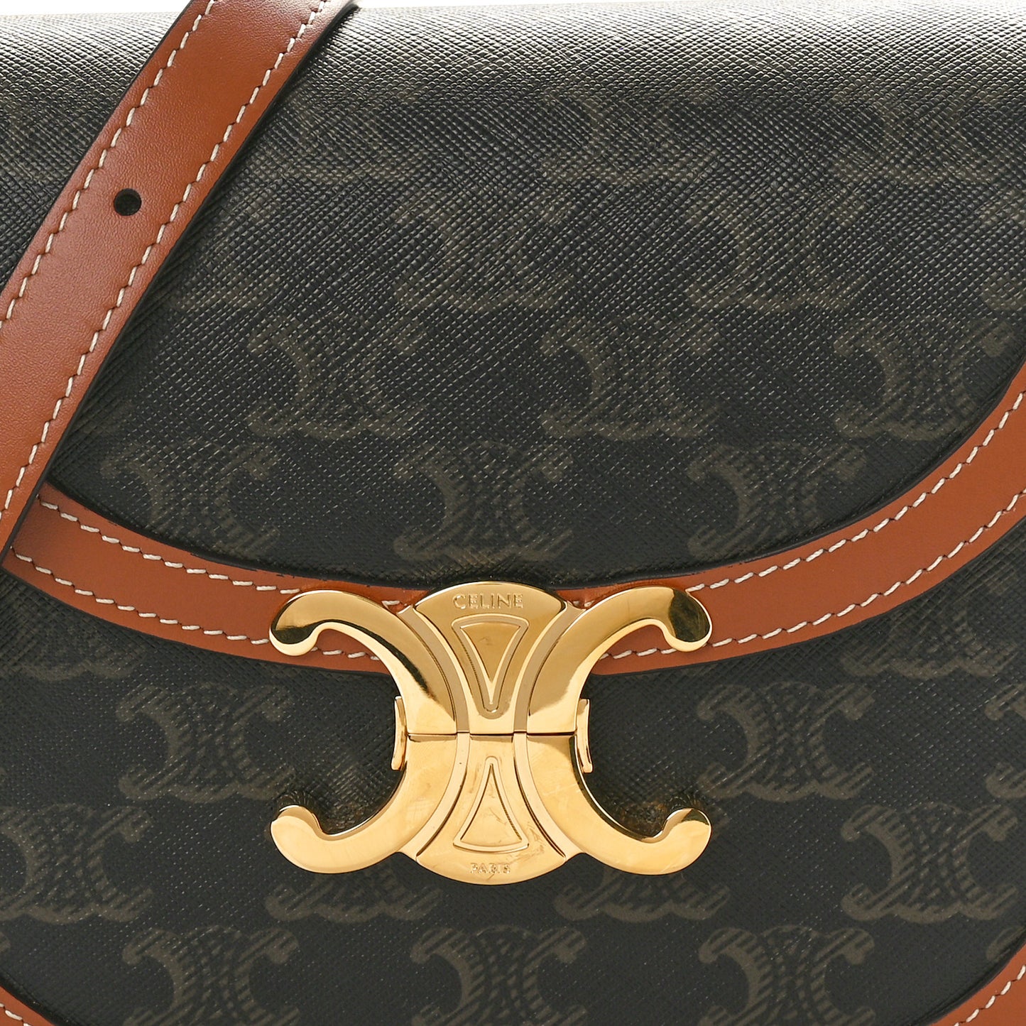 Canvas Calfskin Triomphe Teen Besace Tan