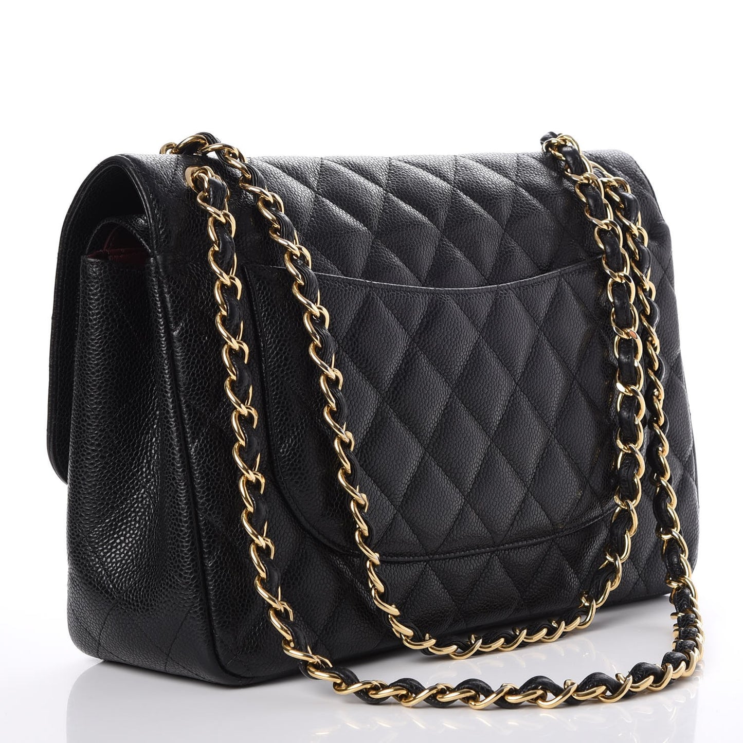 Caviar Quilted Jumbo Double Flap Black
