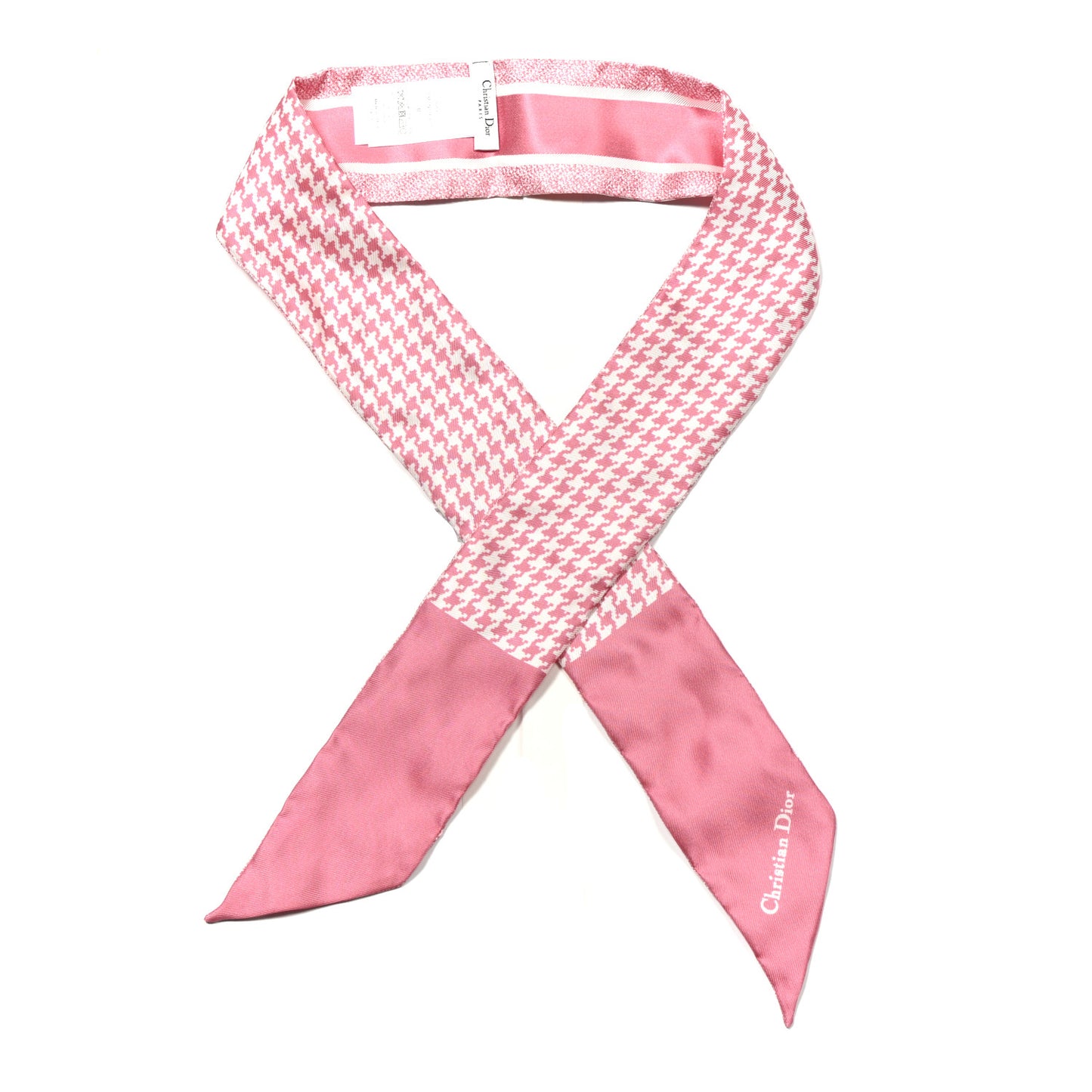Silk Houndstooth Mitzah Scarf Pink