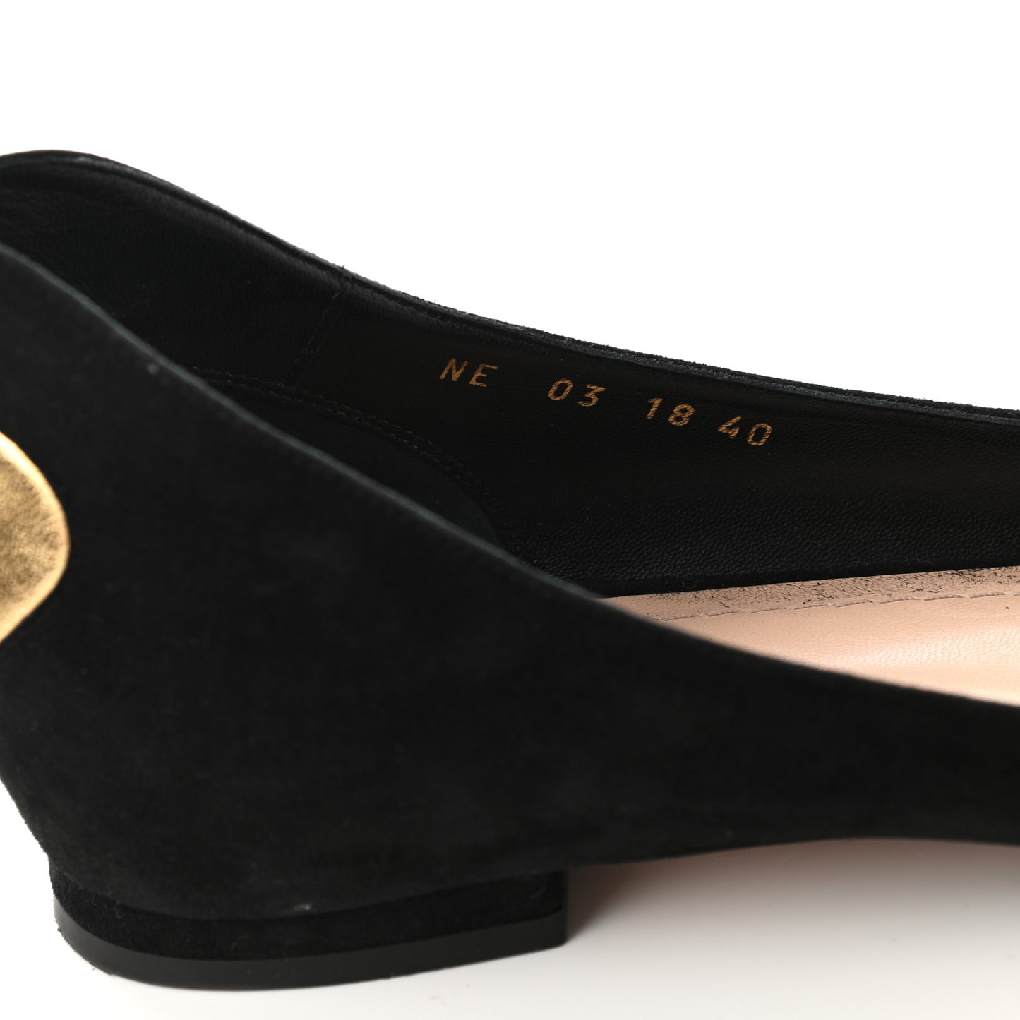 Suede Laminate Dioramour Ballet Flats 40 Black Gold