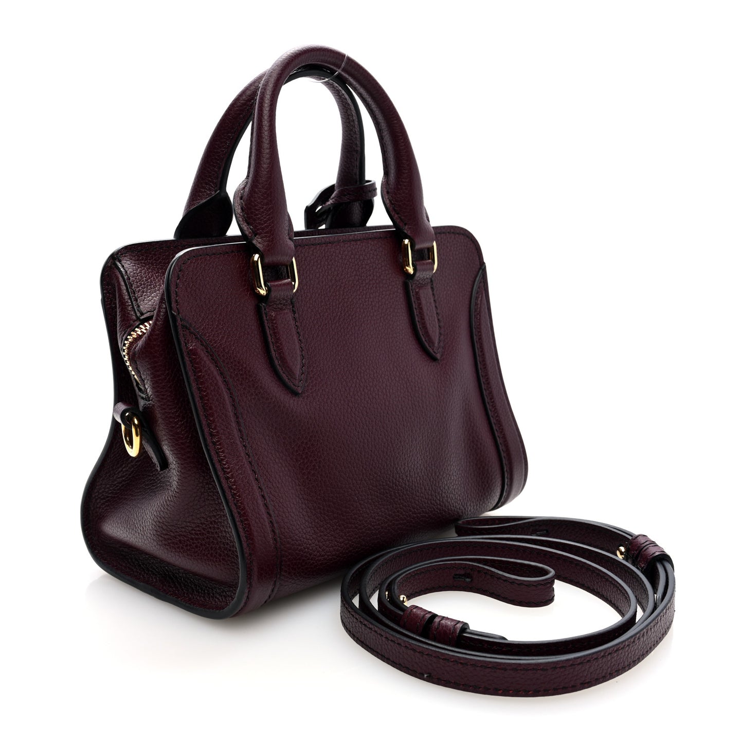Pebbled Calfskin Mini Padlock Tote Bordeaux