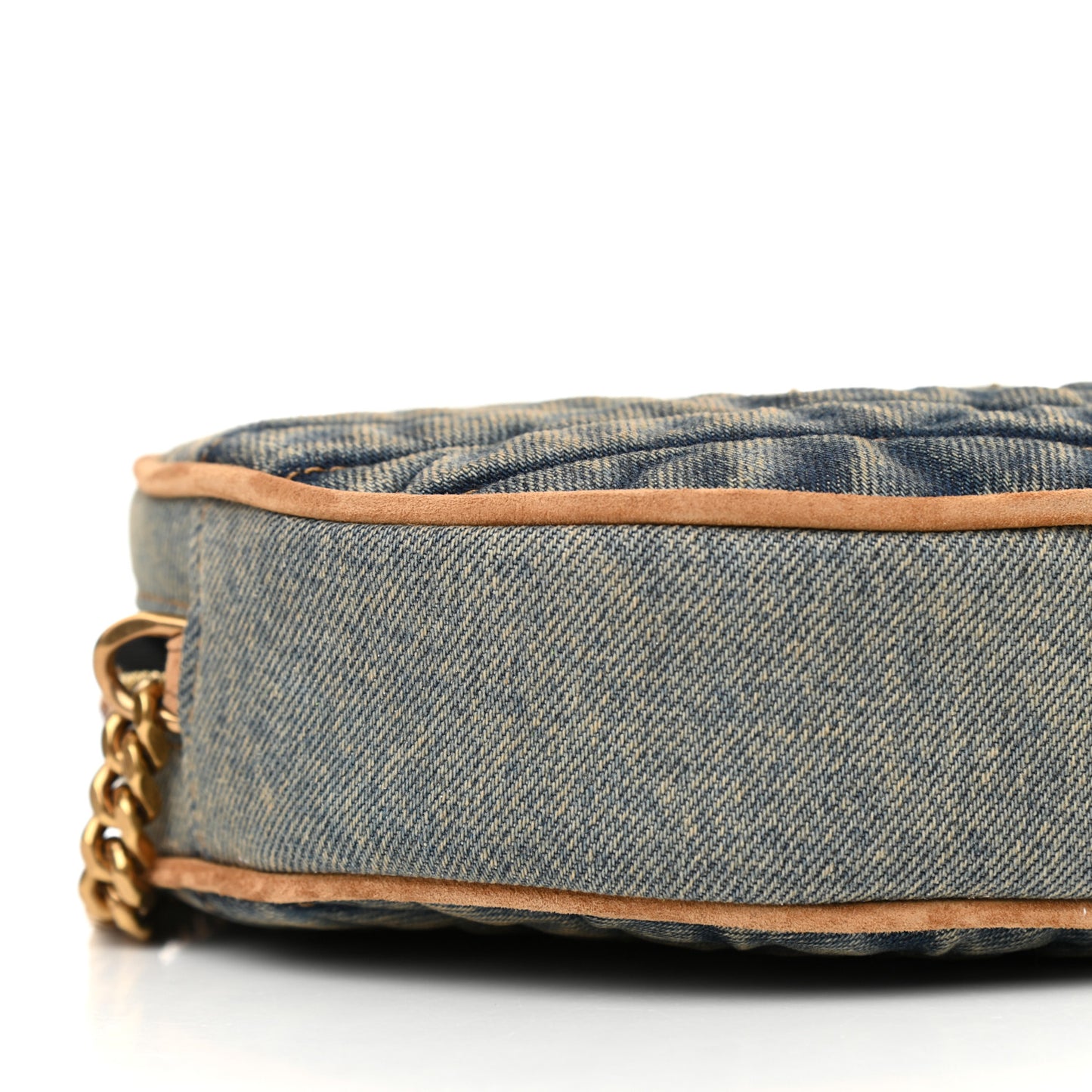 Denim Quilted Monogram Round Crossbody Bag Rodeo Blue
