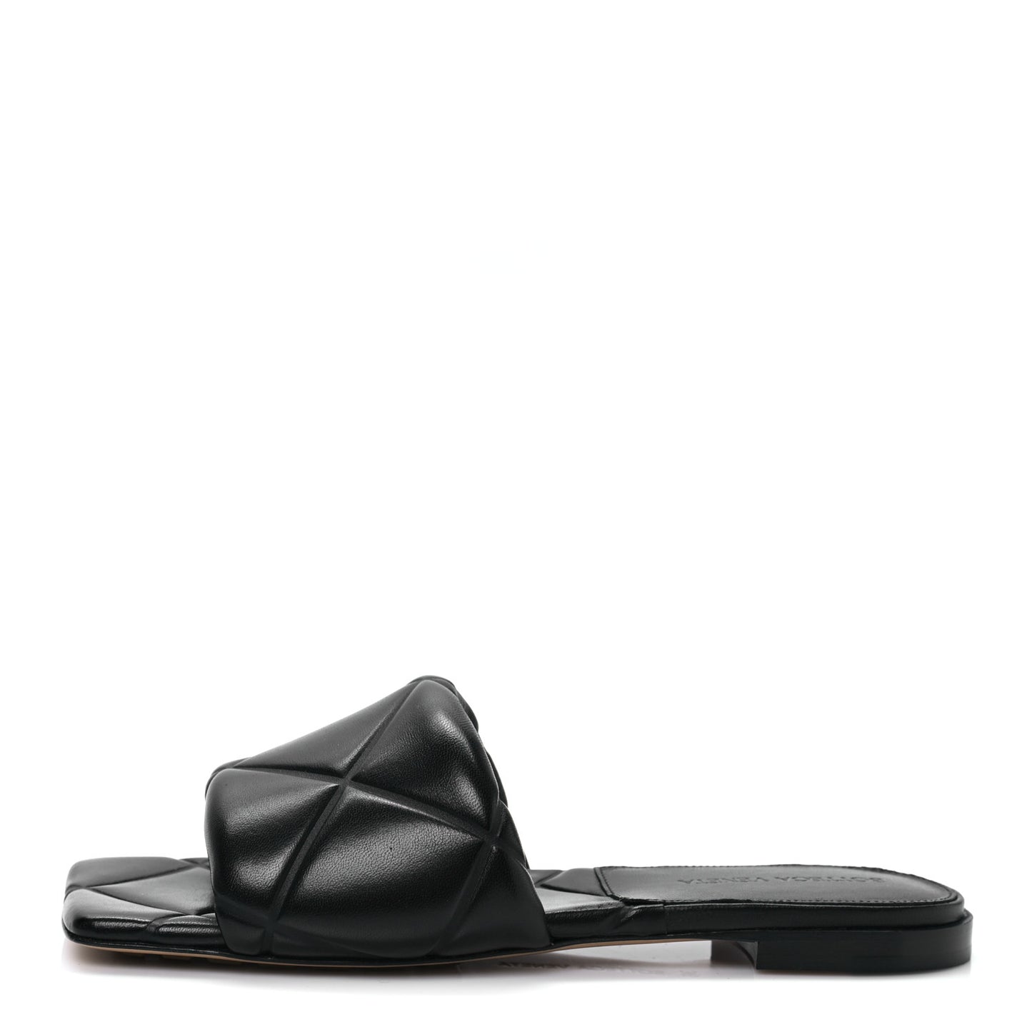 Nappa Quilted Rubber Lido Flat Sandals 36 Black