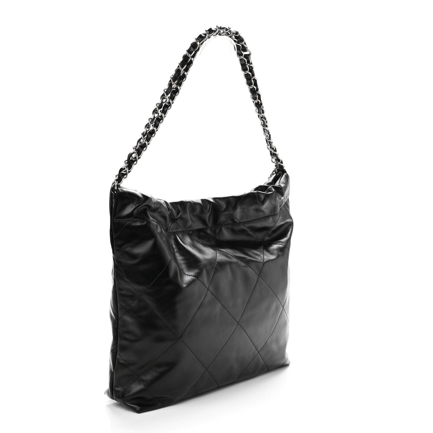 Shiny Calfskin Quilted Small Chanel 22 Black