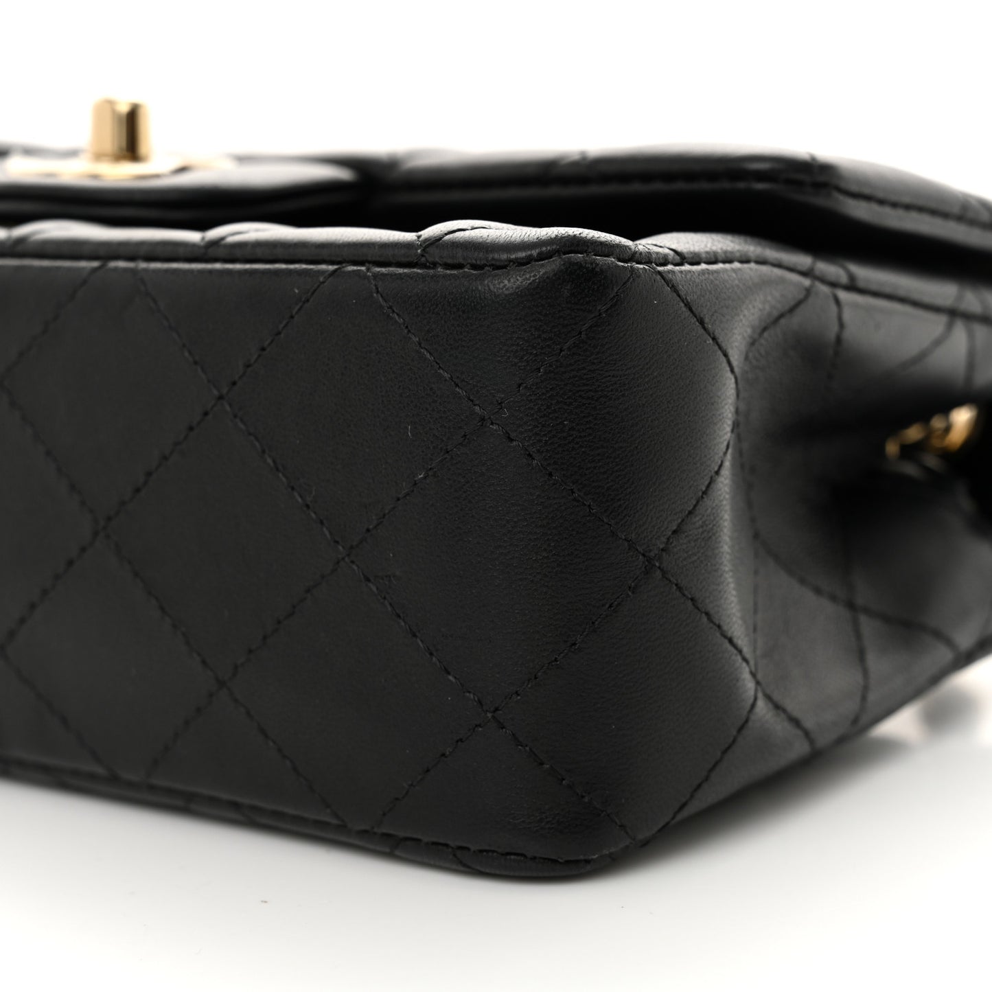 Lambskin Quilted Mini Rectangular Flap Black