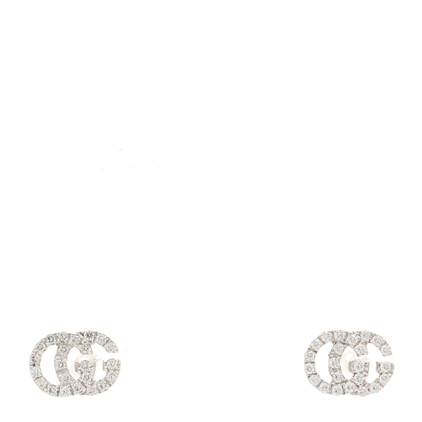 18K White Gold Diamond Mini Running G Earrings