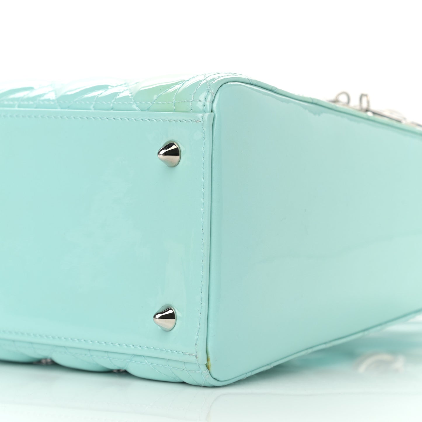 Patent Cannage Medium Lady Dior Light Blue