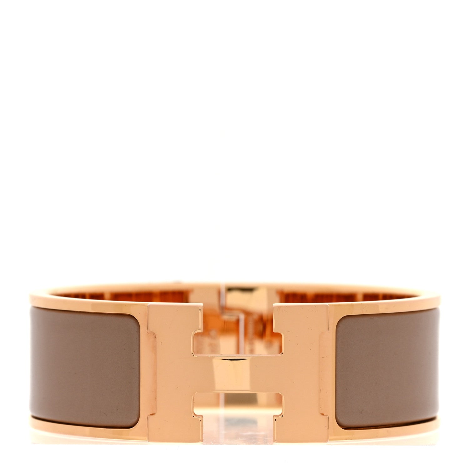 Hermes Enamel Wide Clic Clac H Bracelet PM Marron Glace 1919042