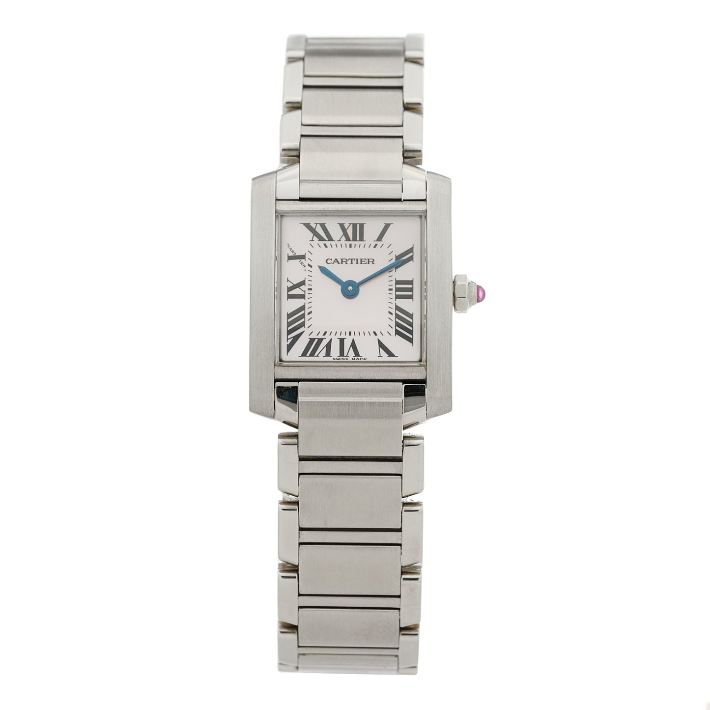 Stainless Steel Pink Mother of Pearl 20mm Tank Francaise Quartz Watch