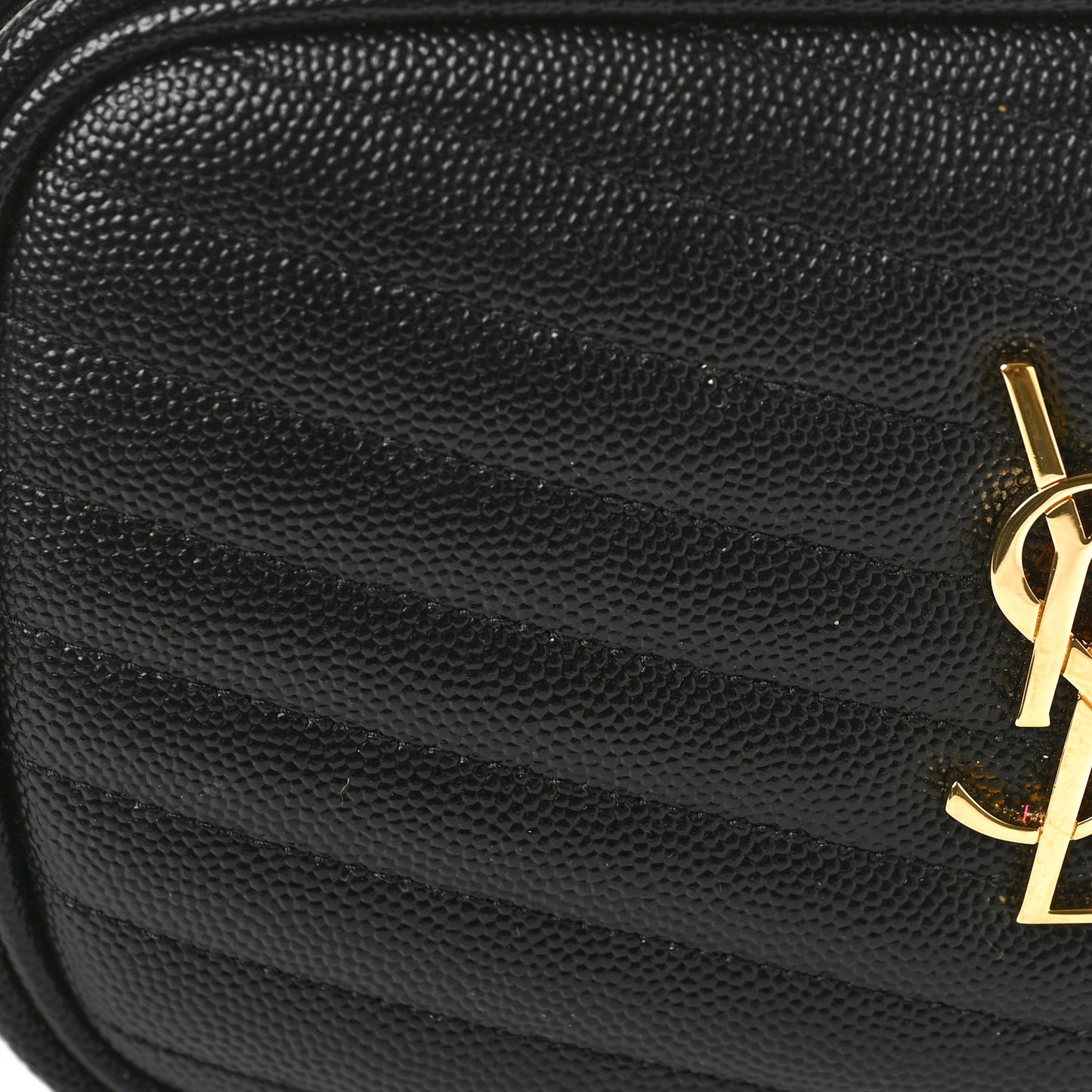 SAINT LAURENT Grain De Poudre Matelasse Monogram Mini Lou Camera Bag Black