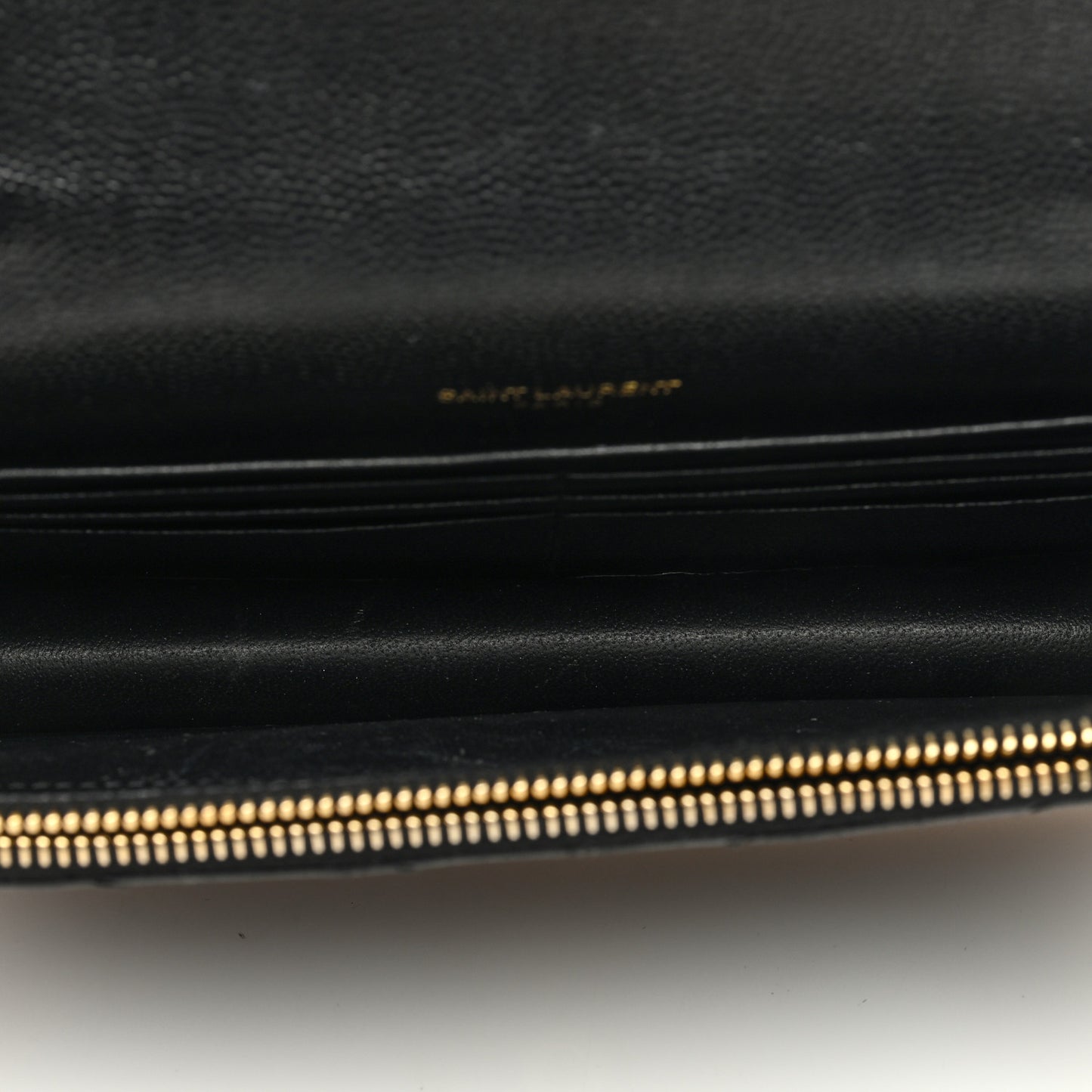 Grain De Poudre Matelasse Chevron Monogram Envelope Chain Wallet Black