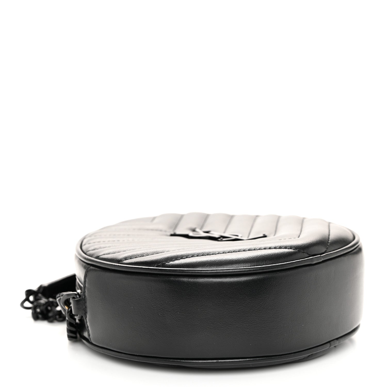 Saint Laurent Calfskin Matelasse Chevron Round Vinyle Camera Bag Black 4 of 10