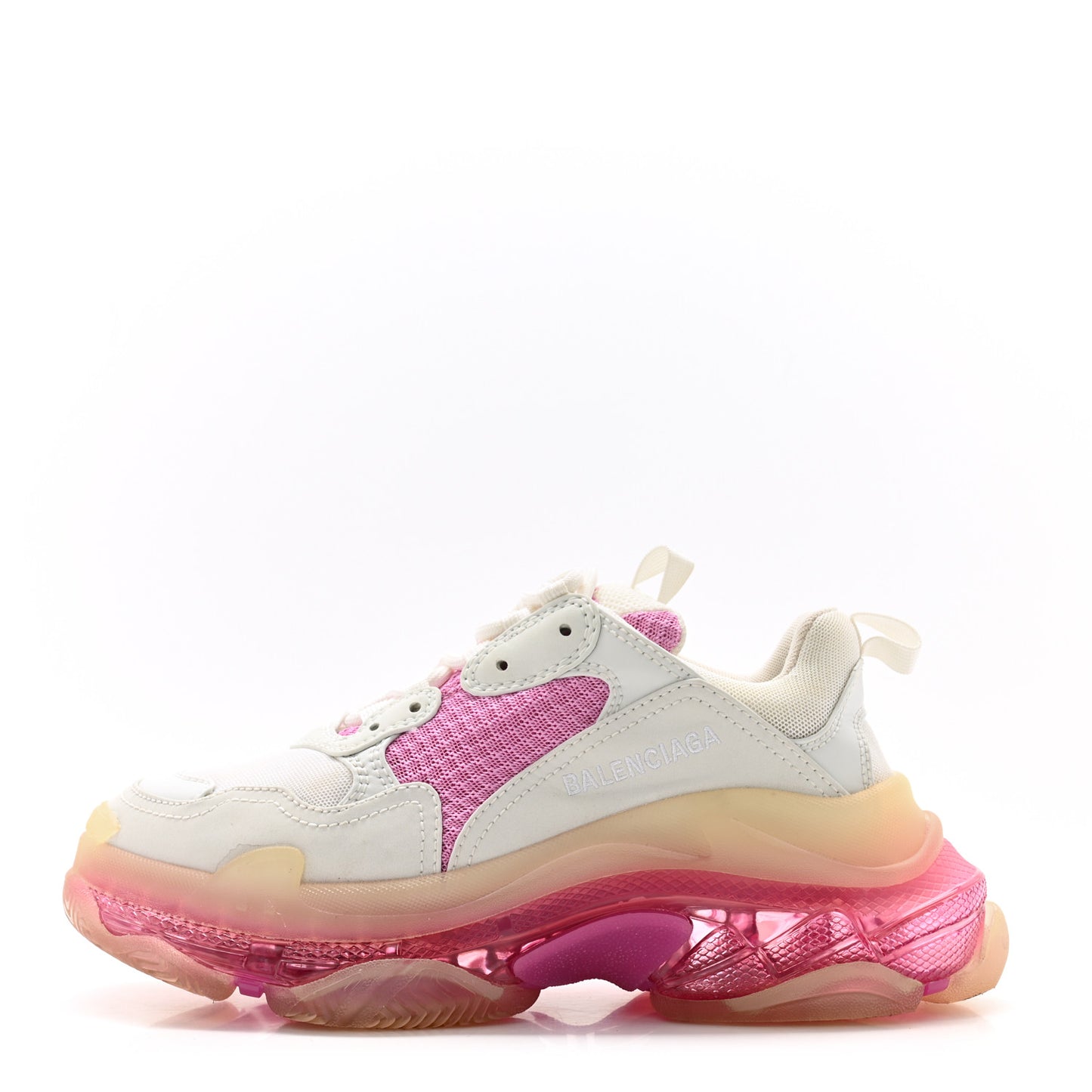 Fabric Mesh Clear Sole Womens Triple S Sneakers 38 White Pink