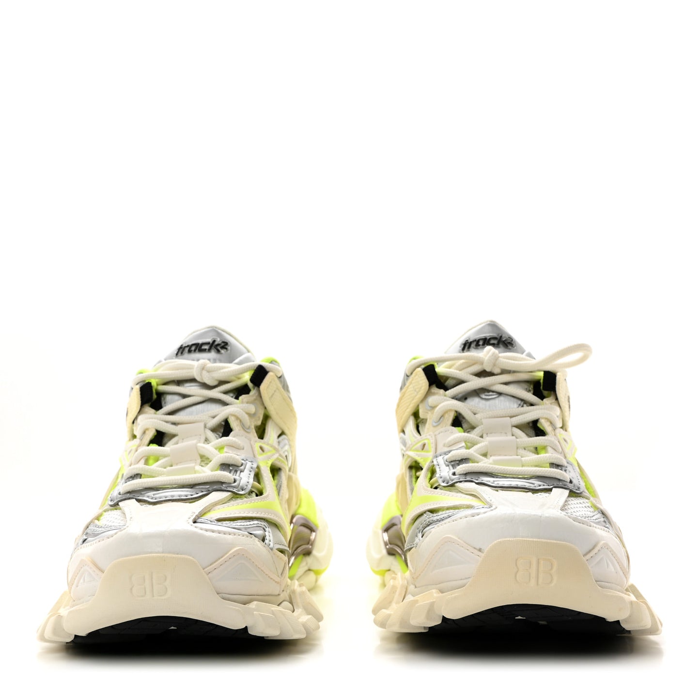 Rubber Mesh Bi-Color Womens Track.2 Open Sneakers 37 White Fluo Yellow