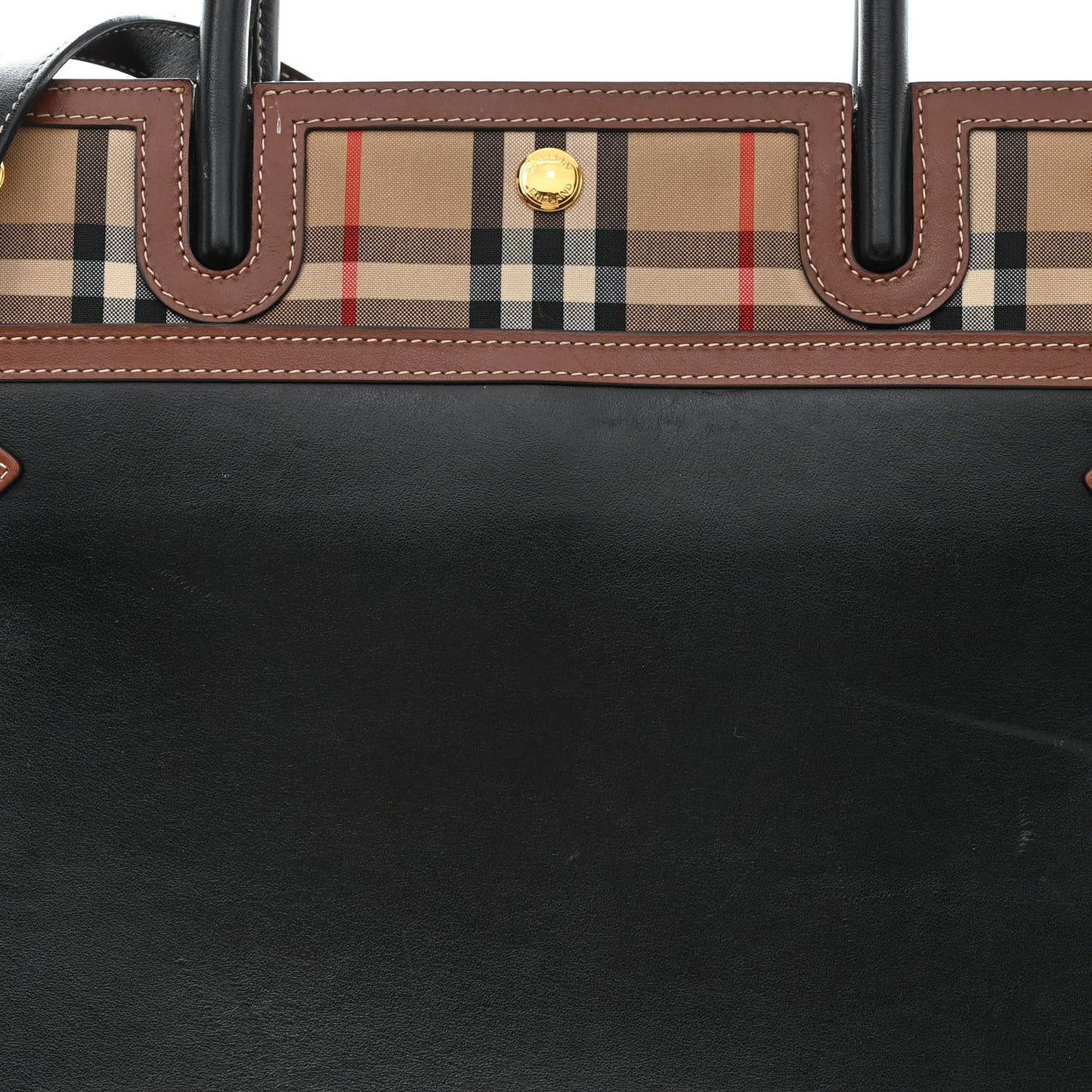 Calfskin Vintage Check Medium Two Handle Title Bag Black