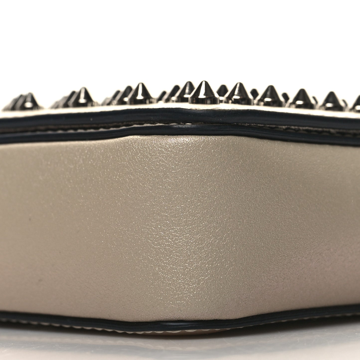 Metallic Calfskin Spikes Zoompouch Nude