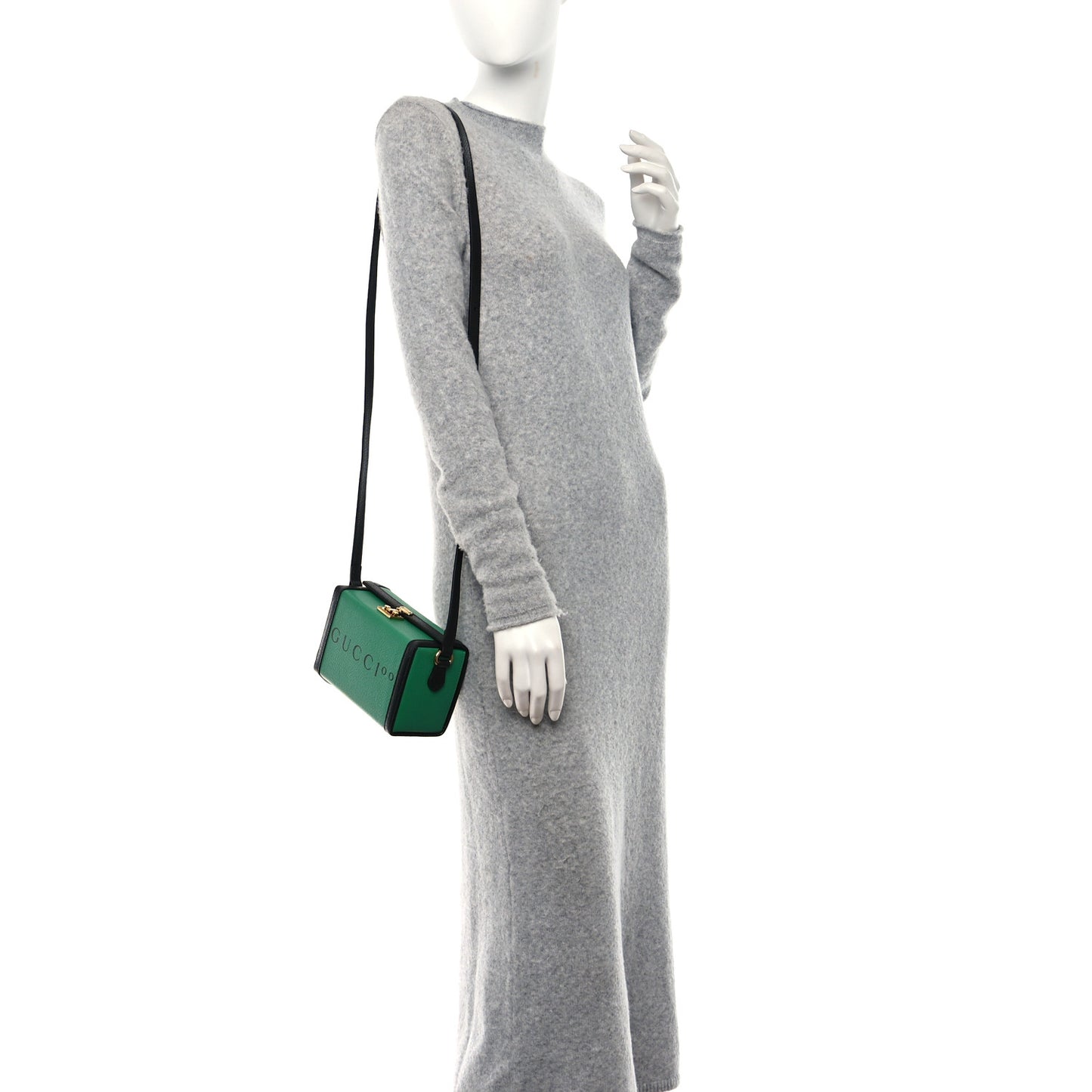 Grained Calfskin Gucci 100 Mini Bag Green