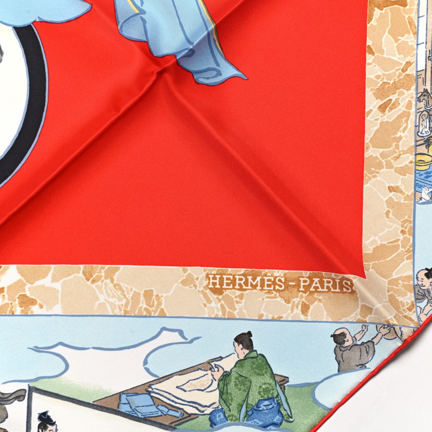 Silk Les Artisans D'Hermes Scarf 90 Rouge Bleu Vert