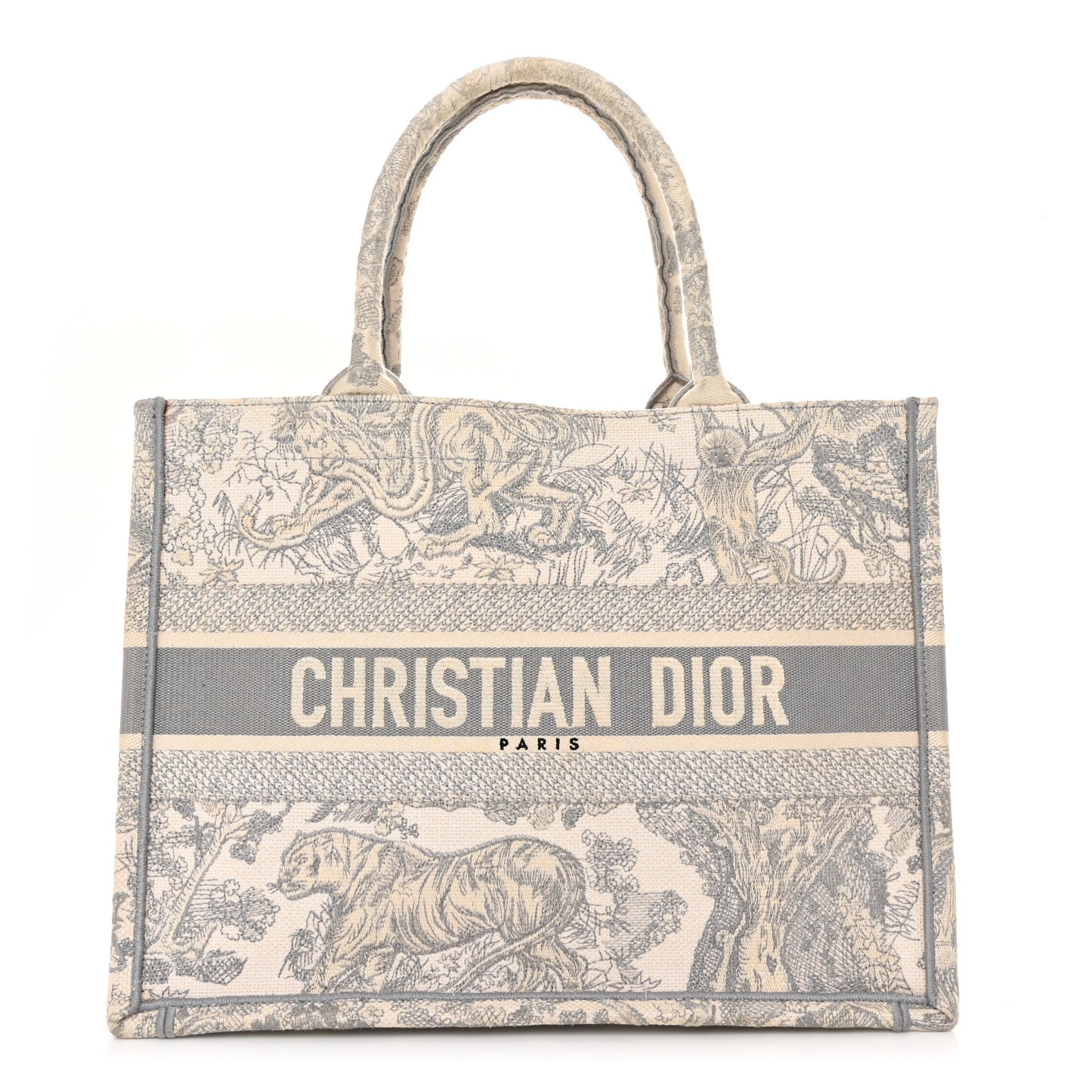 Canvas Embroidered Medium Dioriviera Toile De Jouy Book Tote Gray