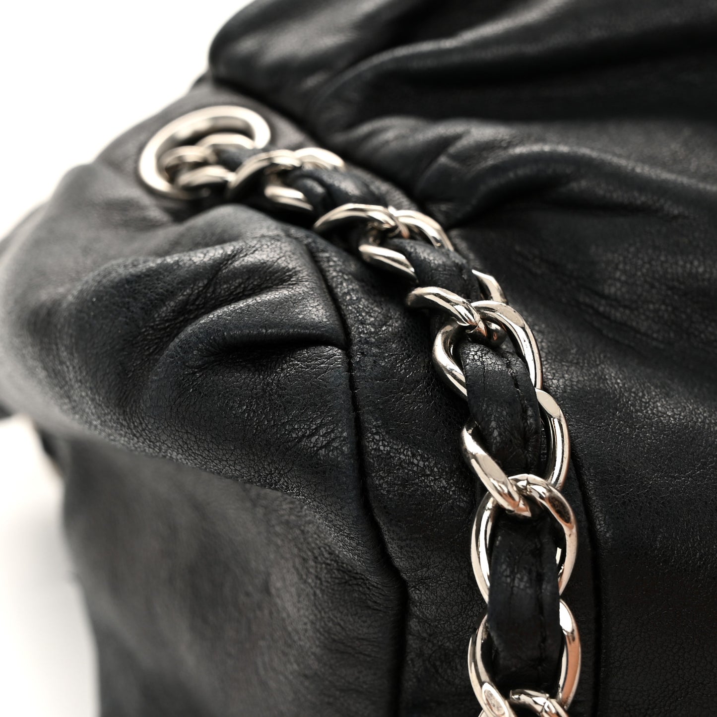 Lambskin Large Sharpei Shoulder Bag Black