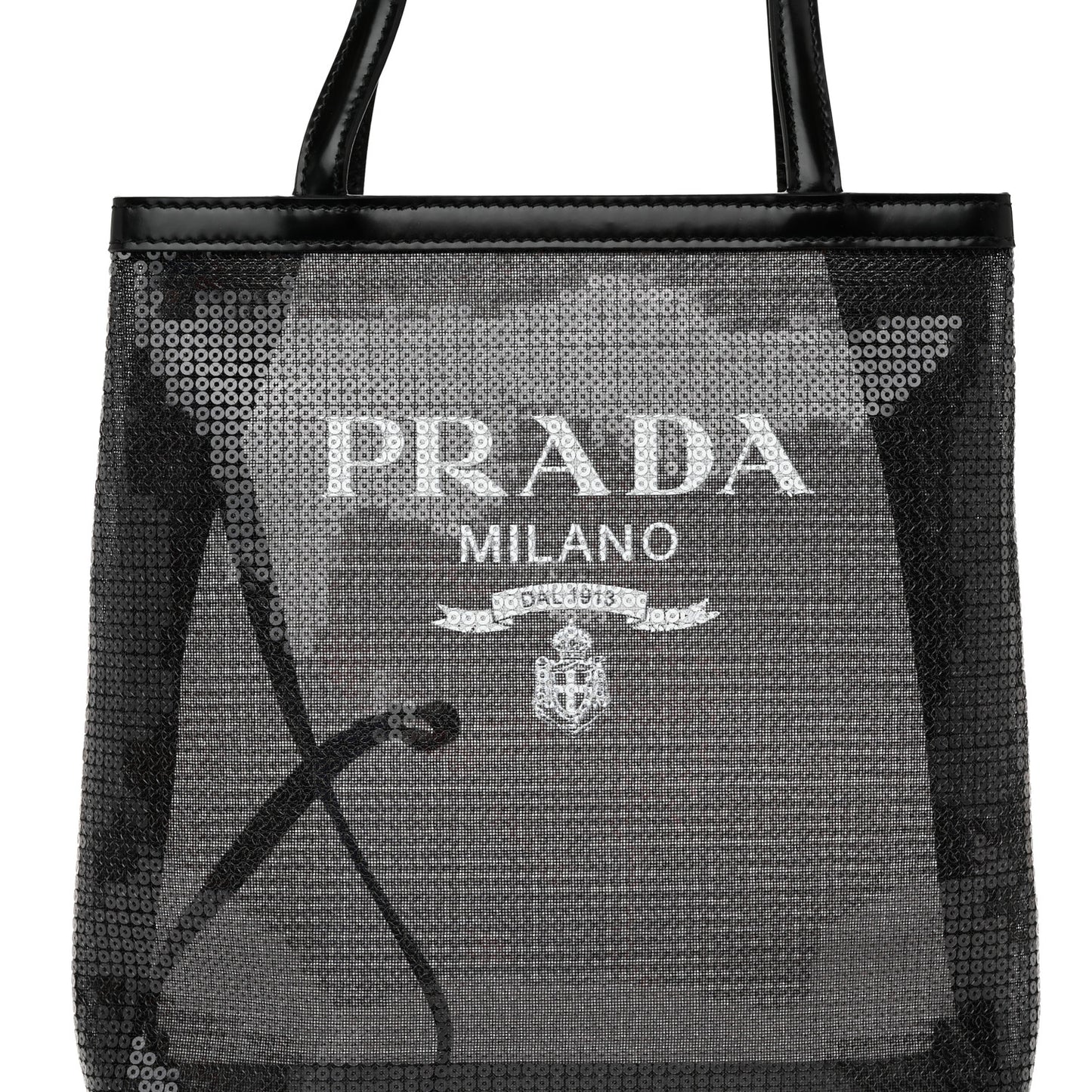 Sequin Rete Paillettes Small Tote Bag Black