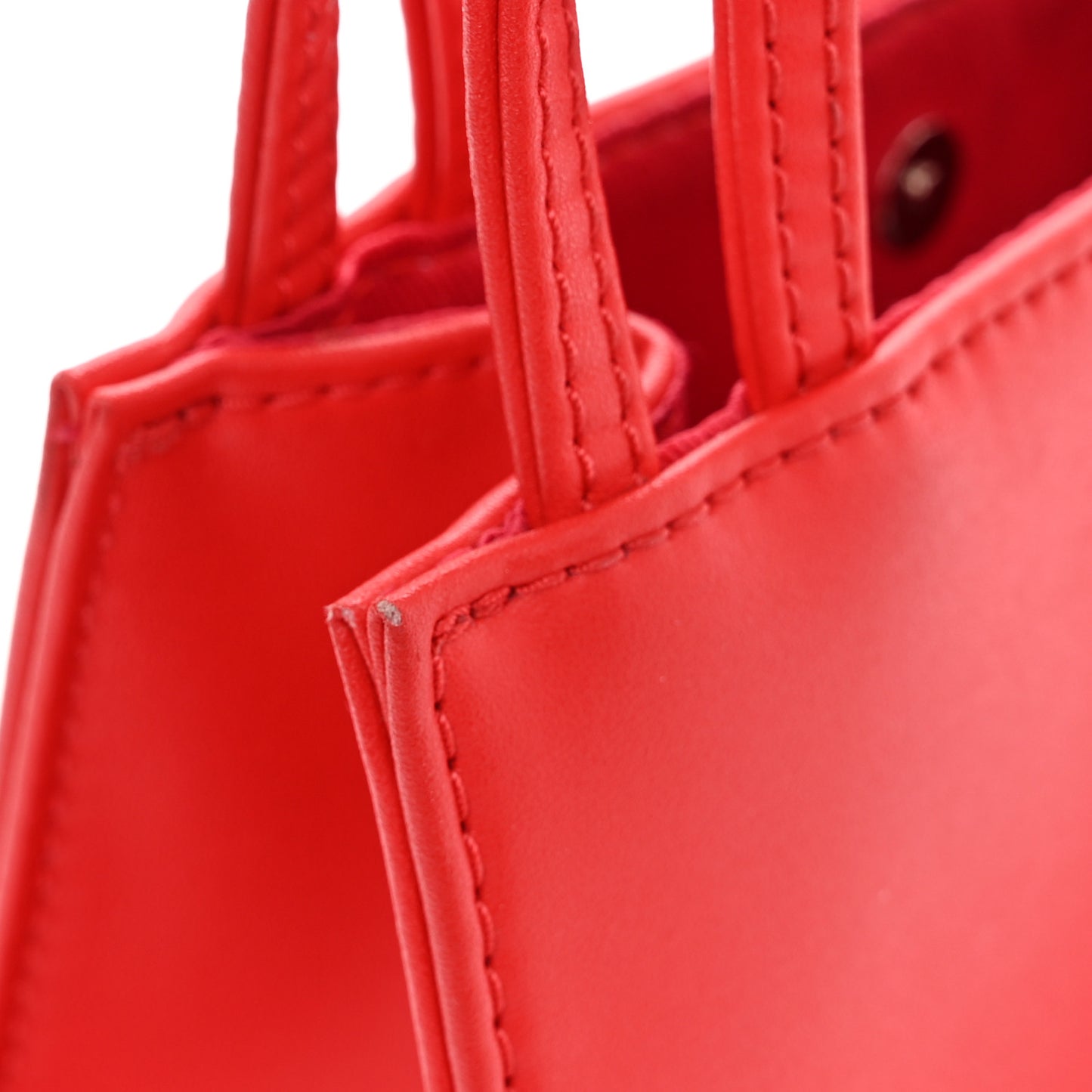 Vegan Leather Small Shopping Bag Red