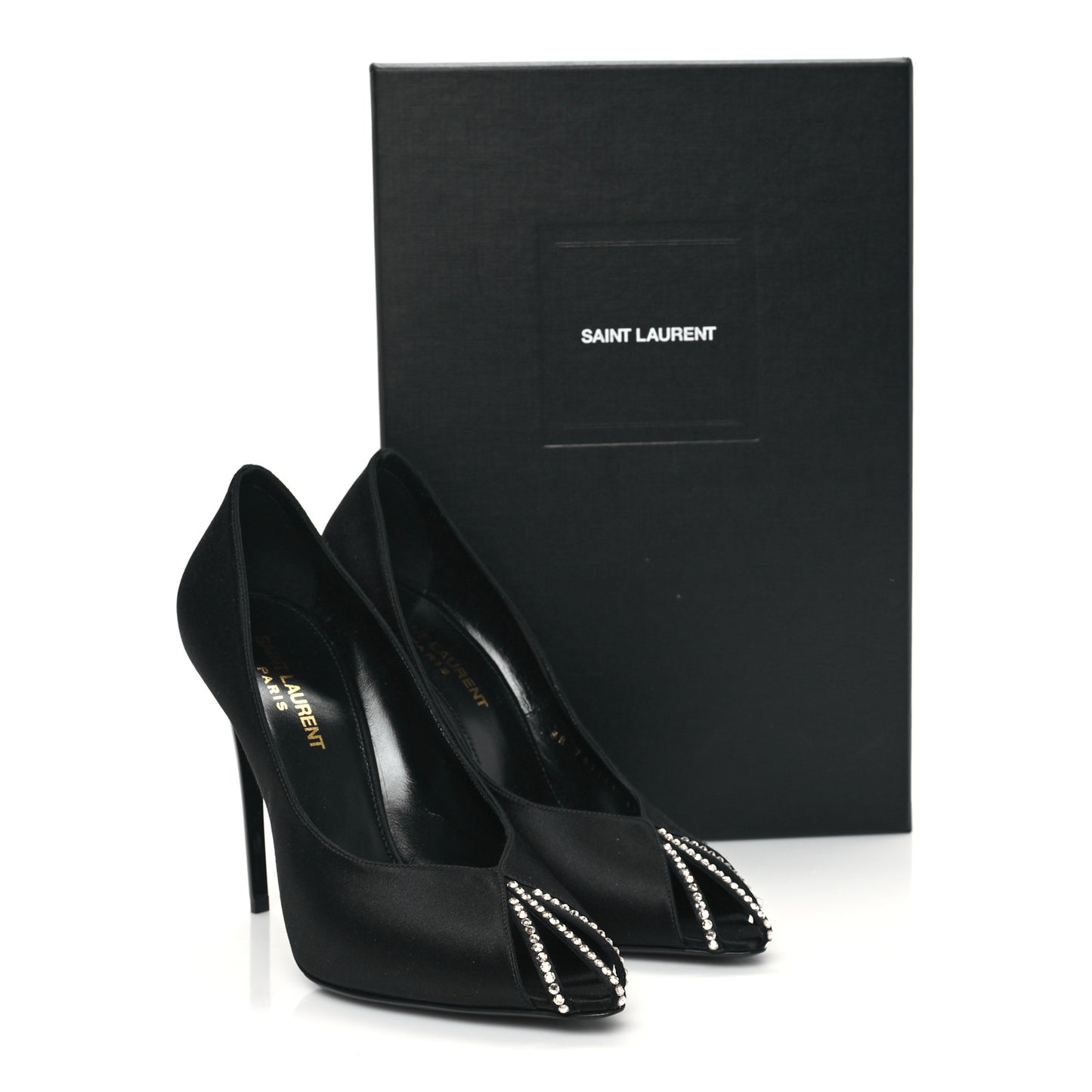Satin Crystal Martinique 110 Pump 37 Black