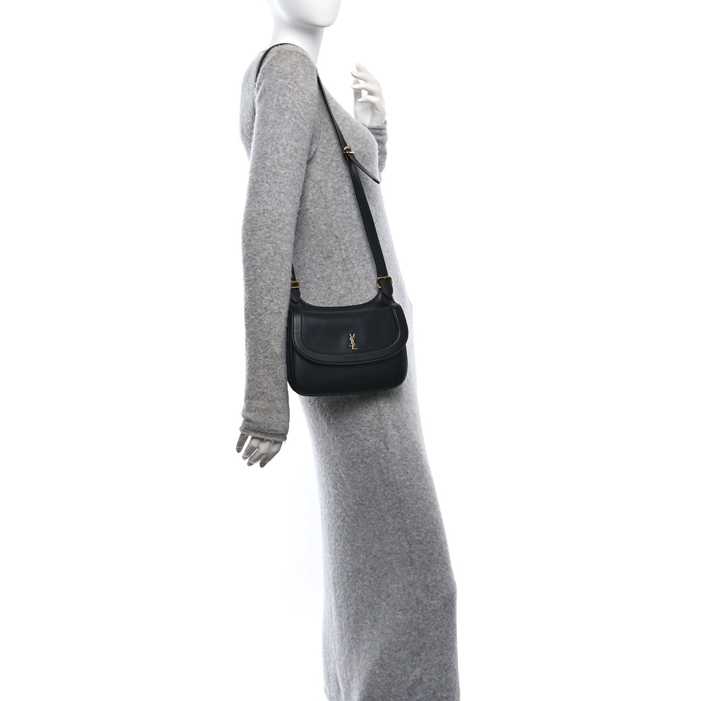 Smooth Calfskin Medium Charlie Shoulder Bag Black