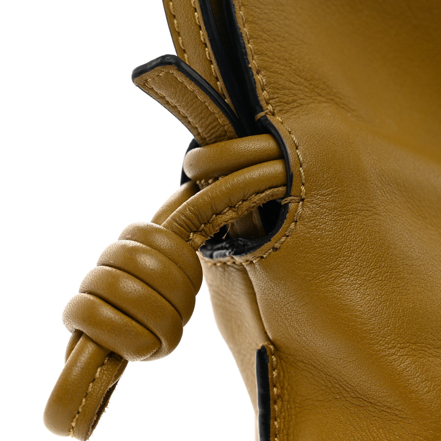 Calfskin Mini Flamenco Knot Clutch Ochre