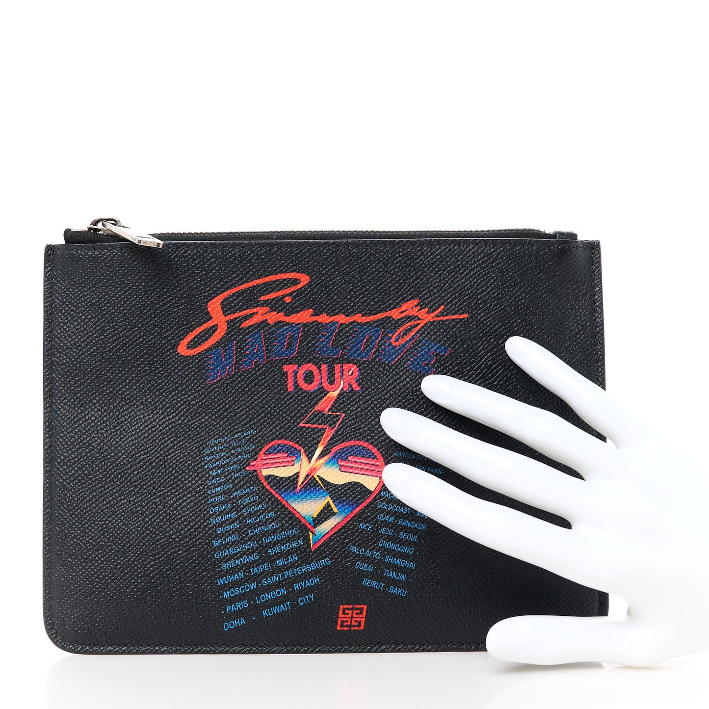 Textured Coated Canvas Mad Love Tour Small Pouch Black