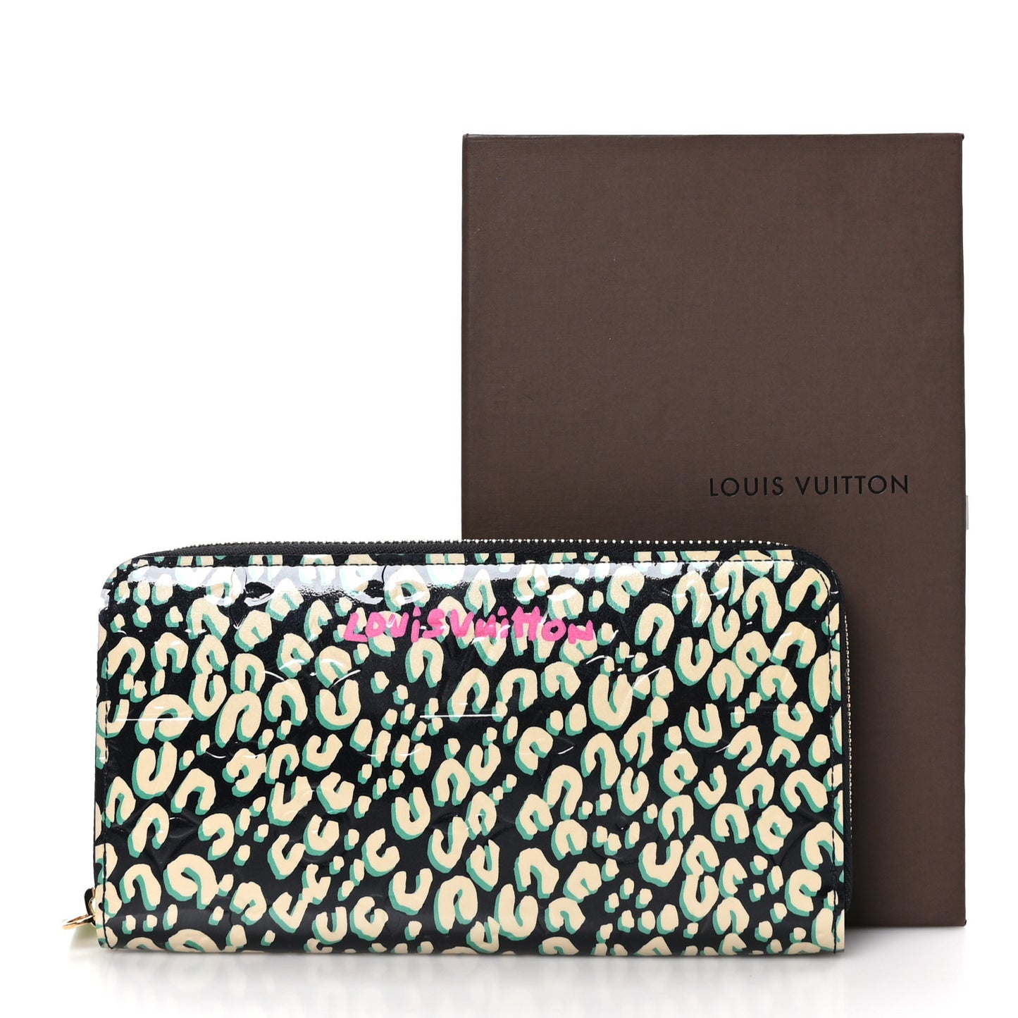 Vernis Leopard Zippy Wallet Blue Infini