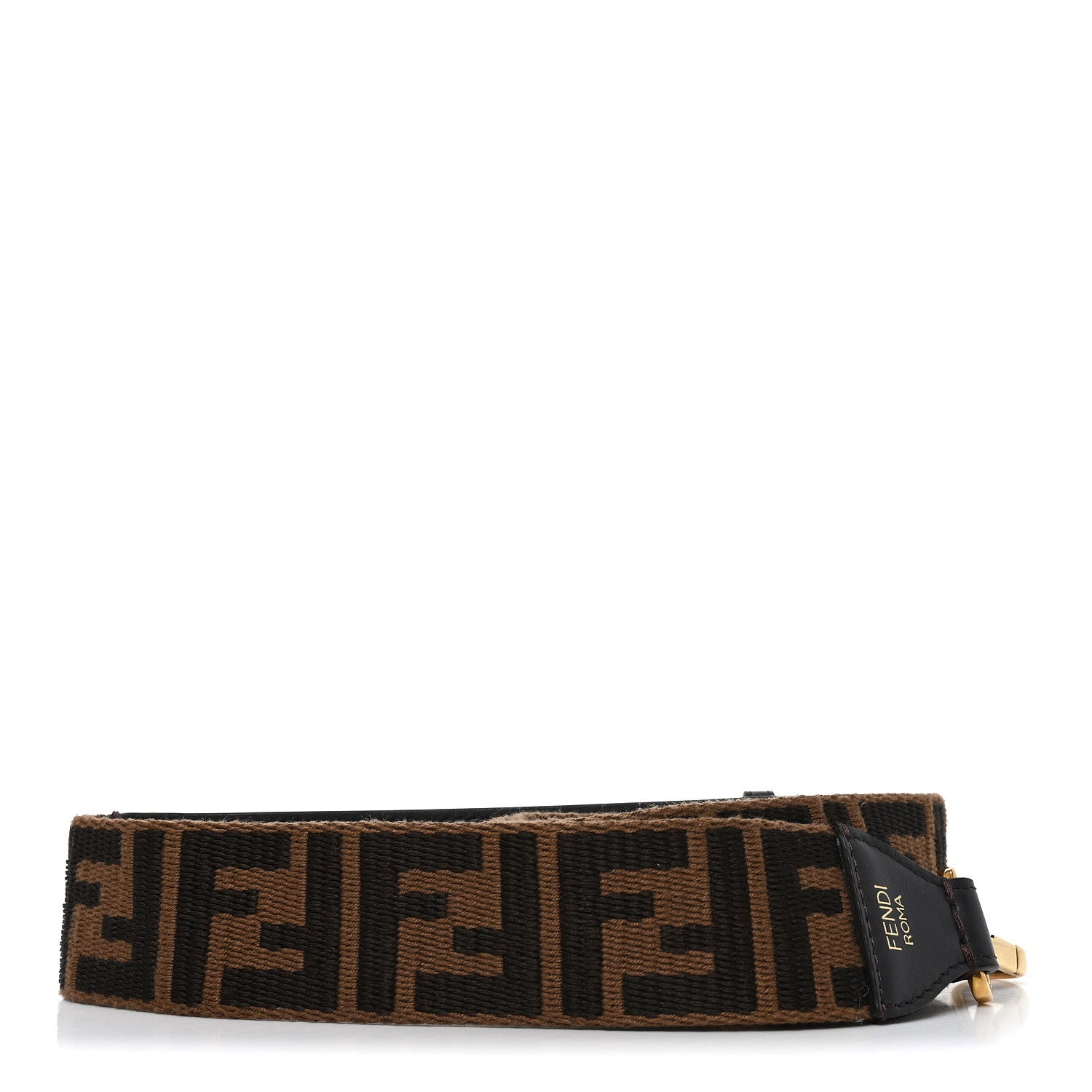 Fendi Ribbon Vitello Century FF 1974 Flat Studded Strap You Fango