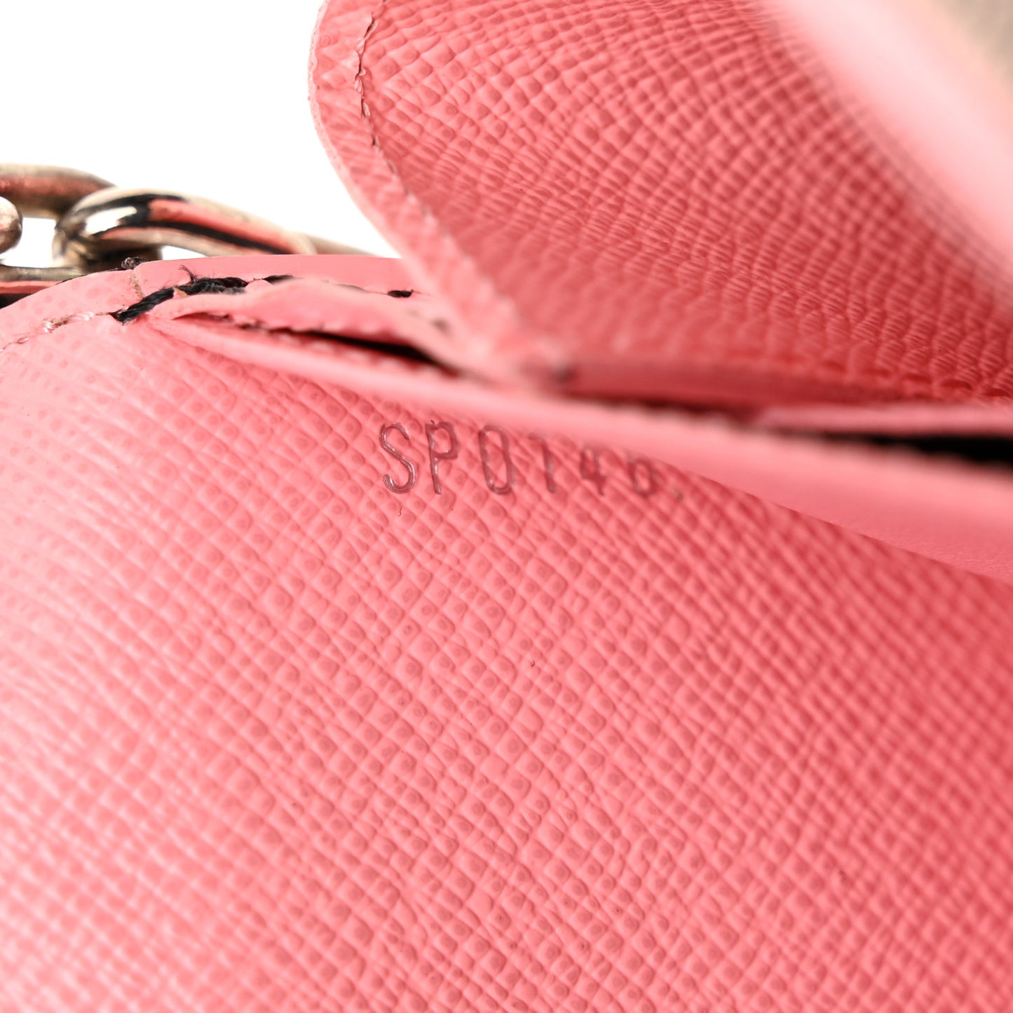 Epi Chain Flower Print Twist Chain Wallet Pink