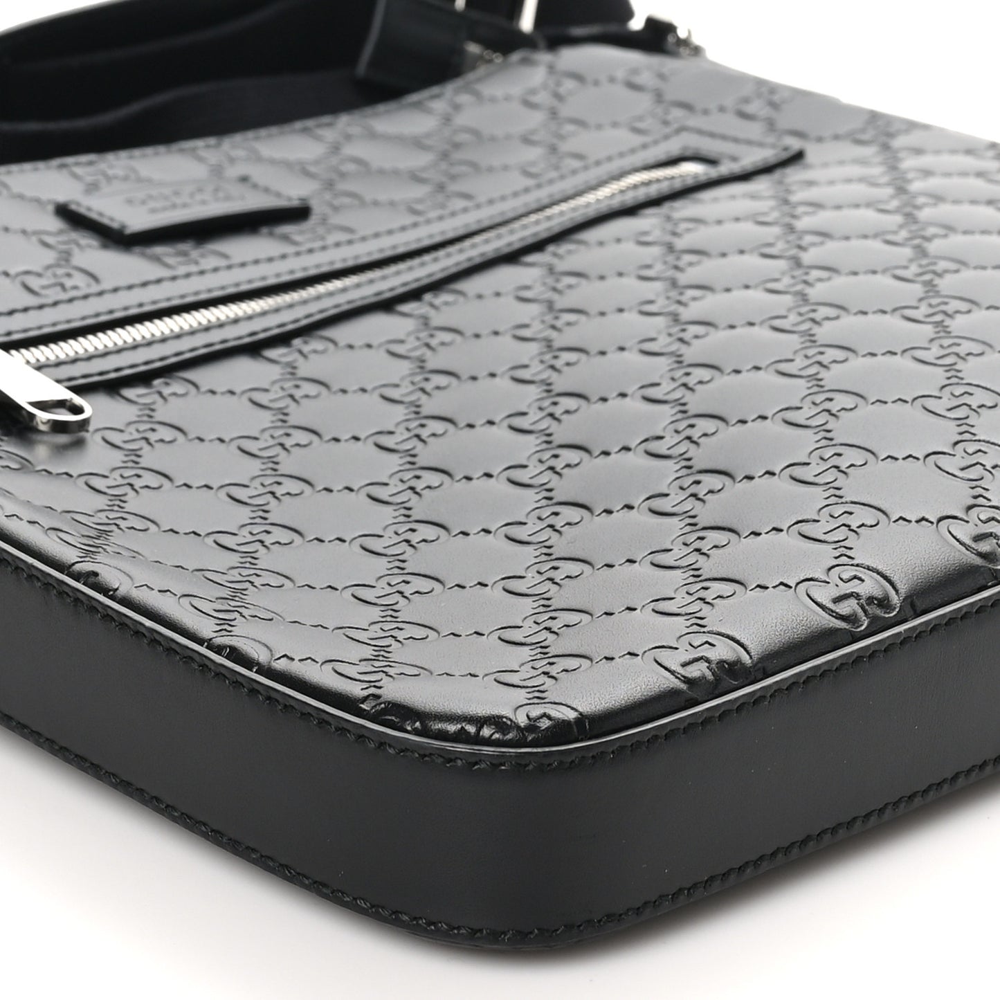 Guccissima Signature Medium Flat Messenger Bag Black