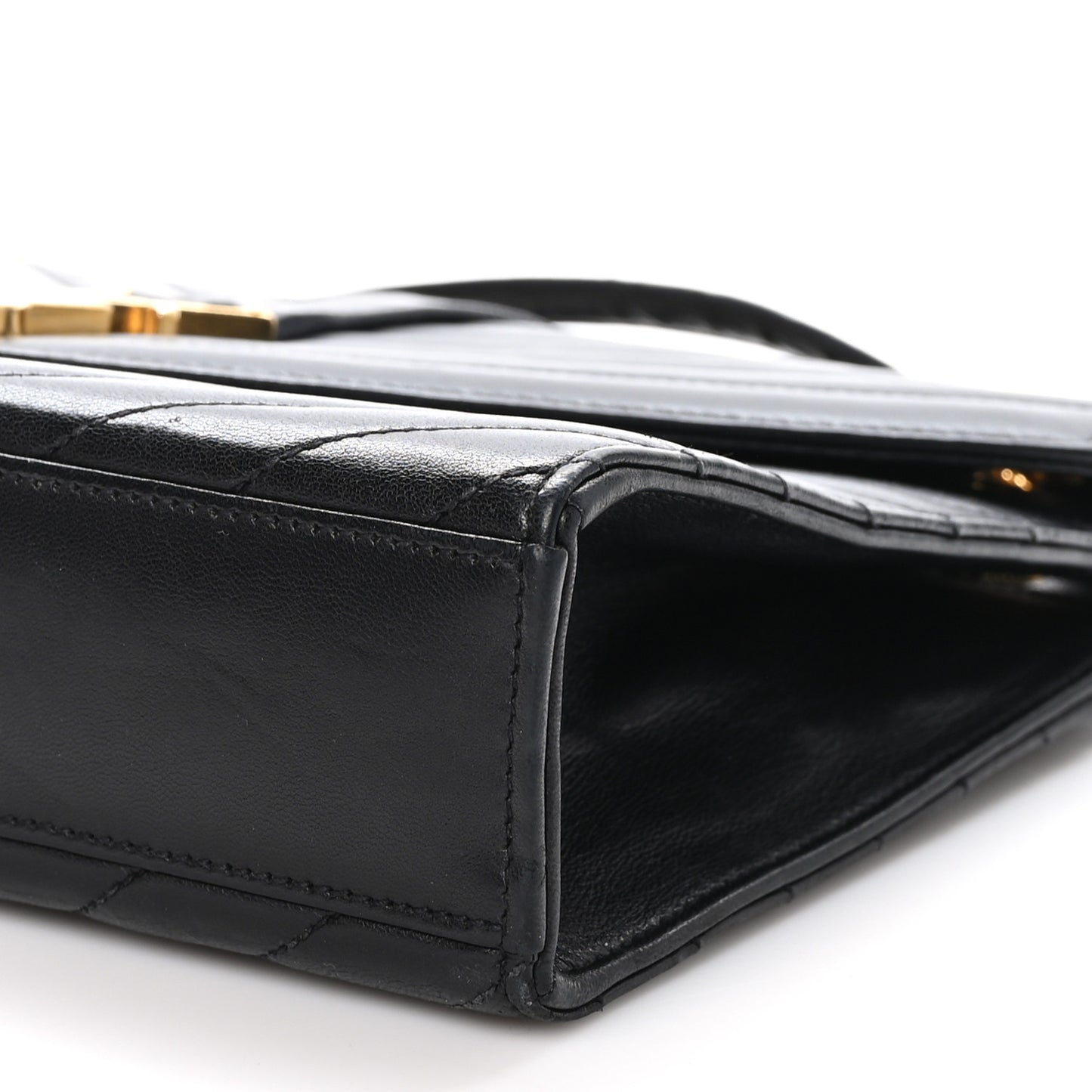 Calfskin Matelasse Chevron Medium Monogram Satchel Black