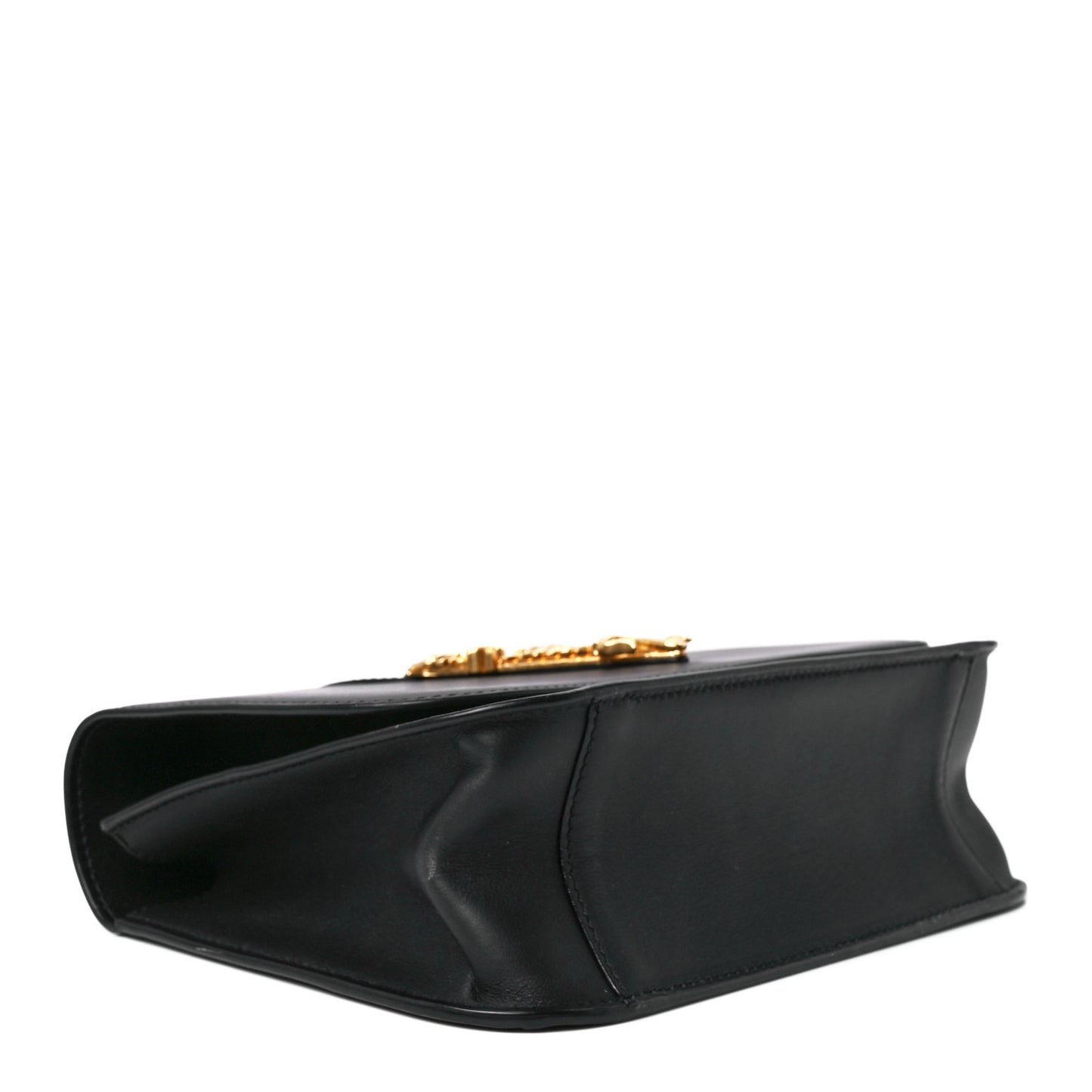 Vitello Barocco Virtus Top Handle Shoulder Bag Black