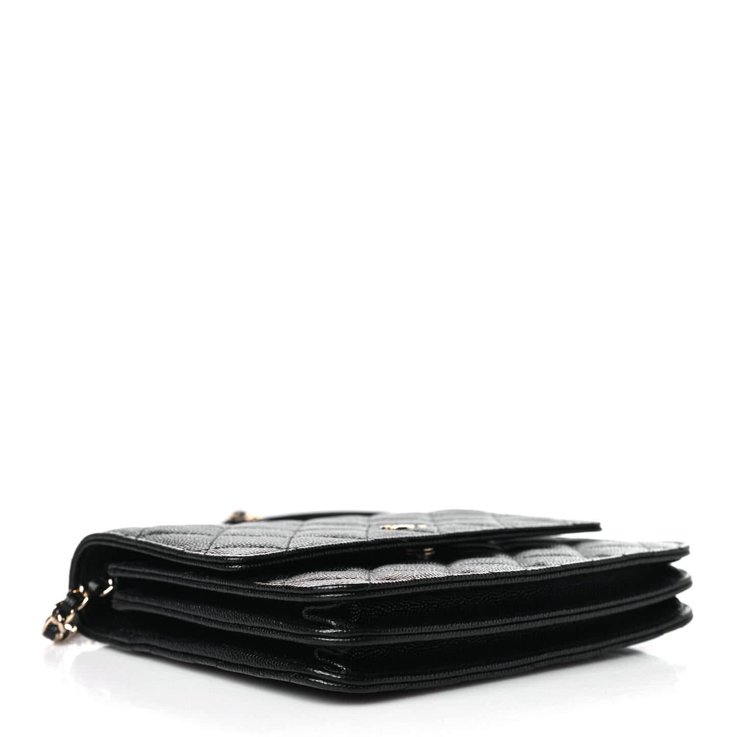 Caviar Quilted Square Wallet On Chain WOC Black