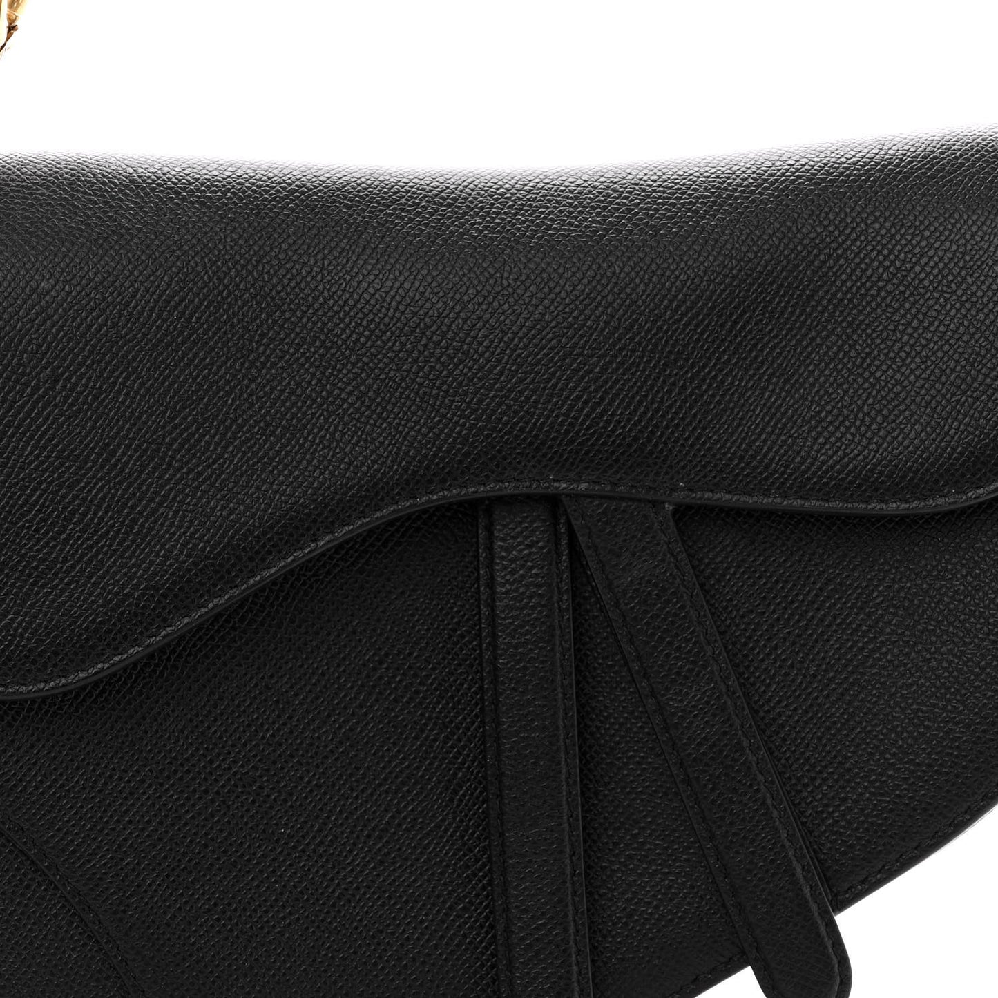 Grained Calfskin Saddle Bag Black