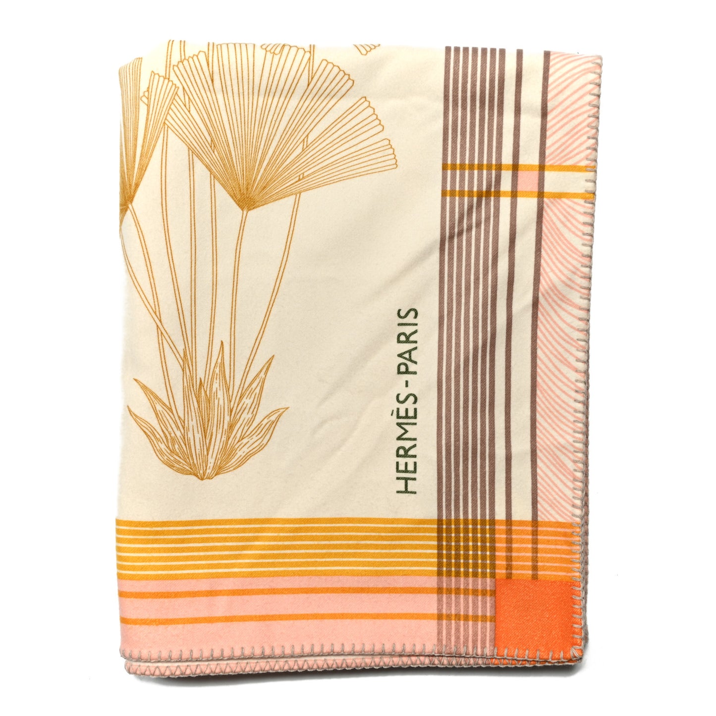 Wool Cashmere Palmarum Fortunei Blanket Rose Peche Jade