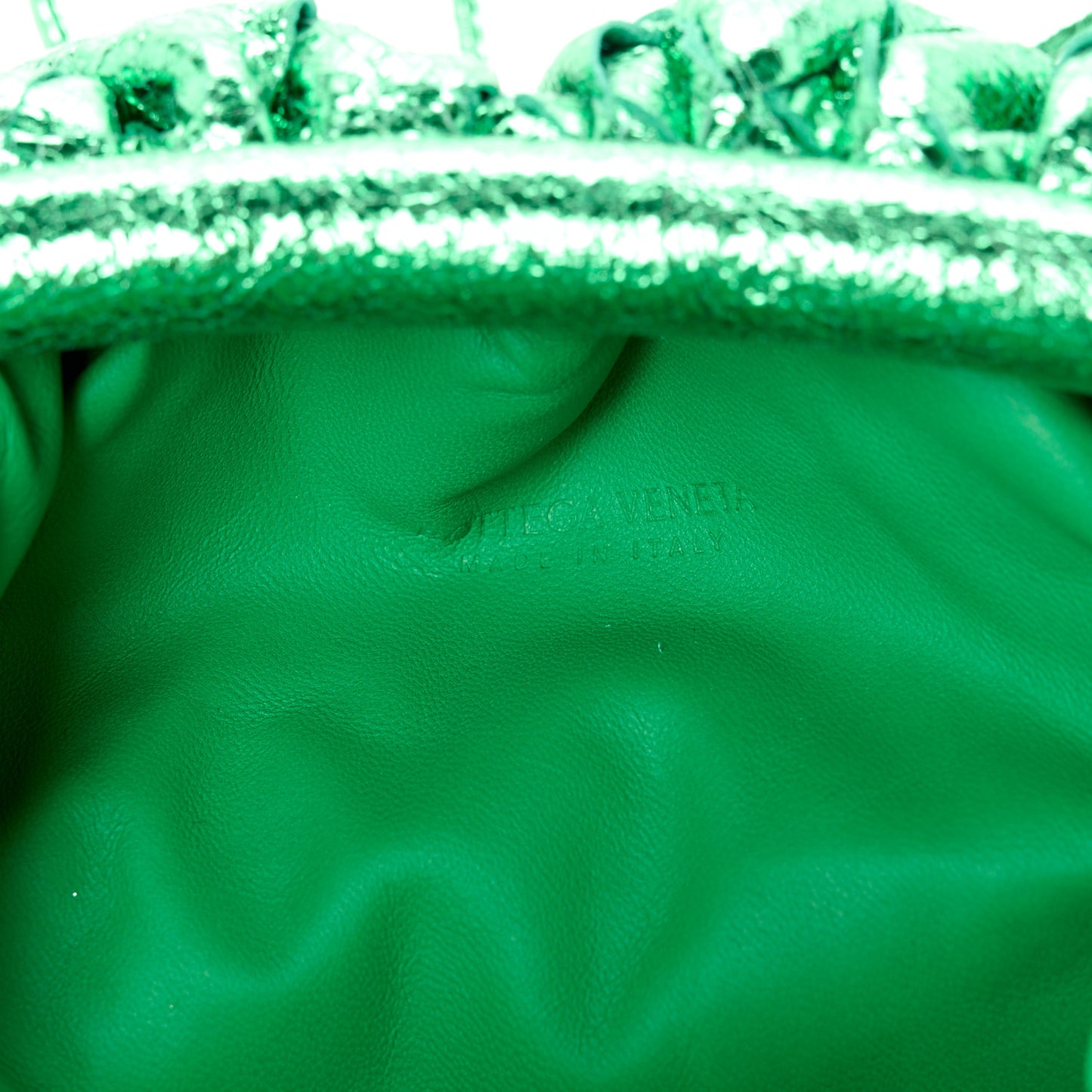 Metallic Nappa Intrecciato The Mini Pouch Parakeet