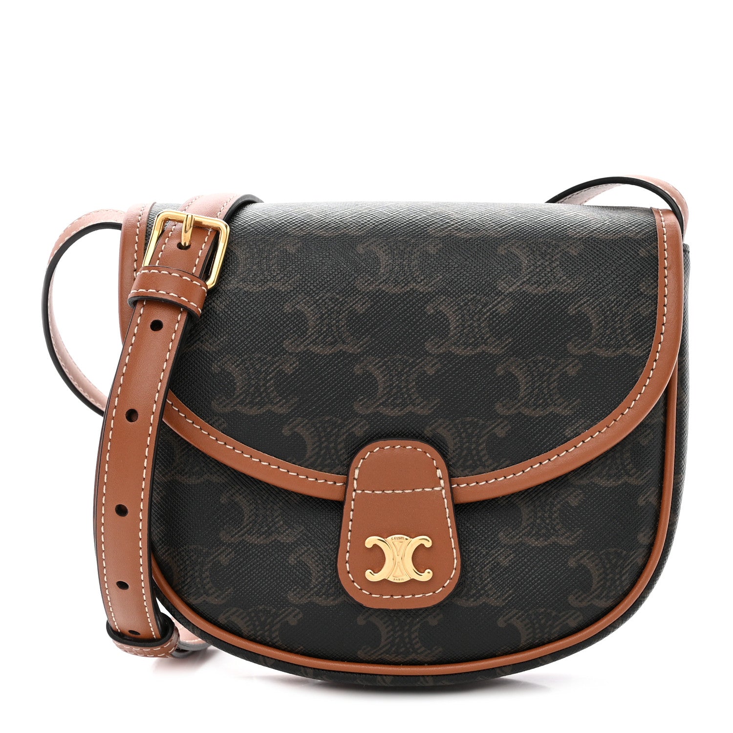 Take A Look About Mini Besace In Triomphe Canvas And Calfskin Tan