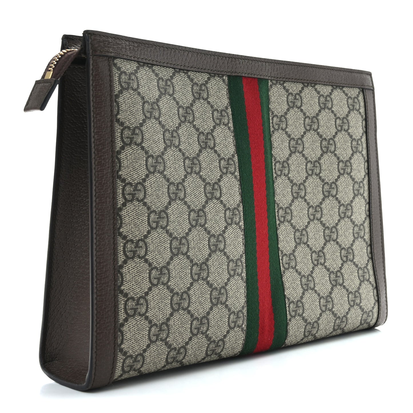 GG Supreme Monogram Web Ophidia Pouch Brown
