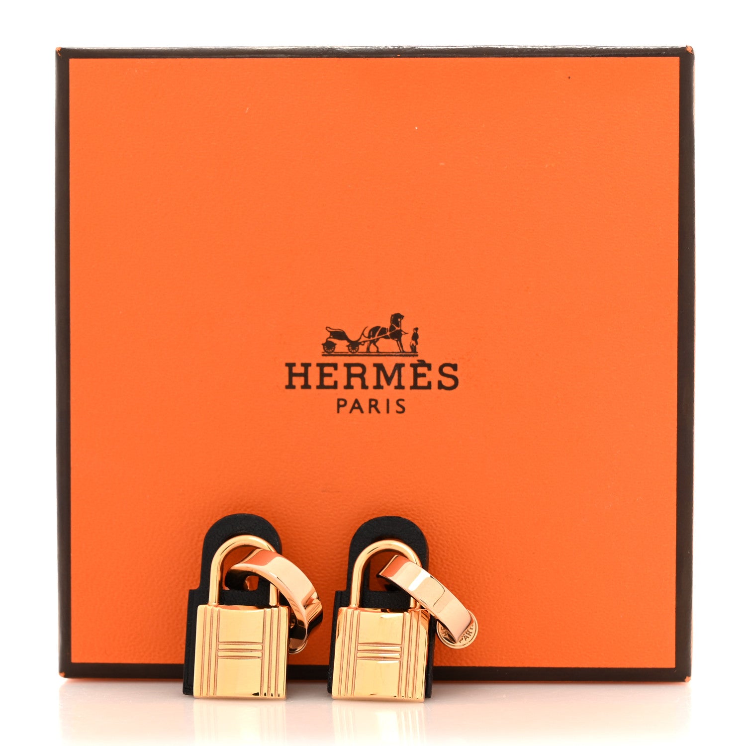 Hermes Gold Swift O'Kelly Earrings Black 6 of 6