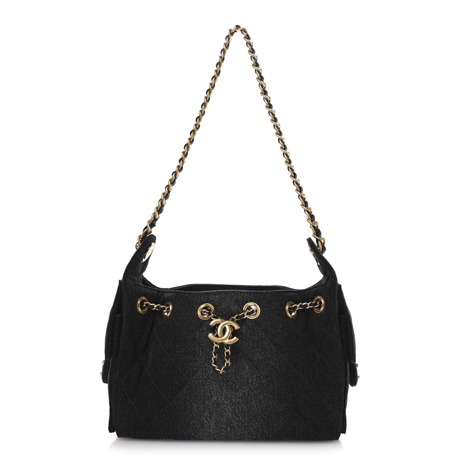 Chanel Washed Denim Quilted Mini Chanel 25 Handbag Black 1811527