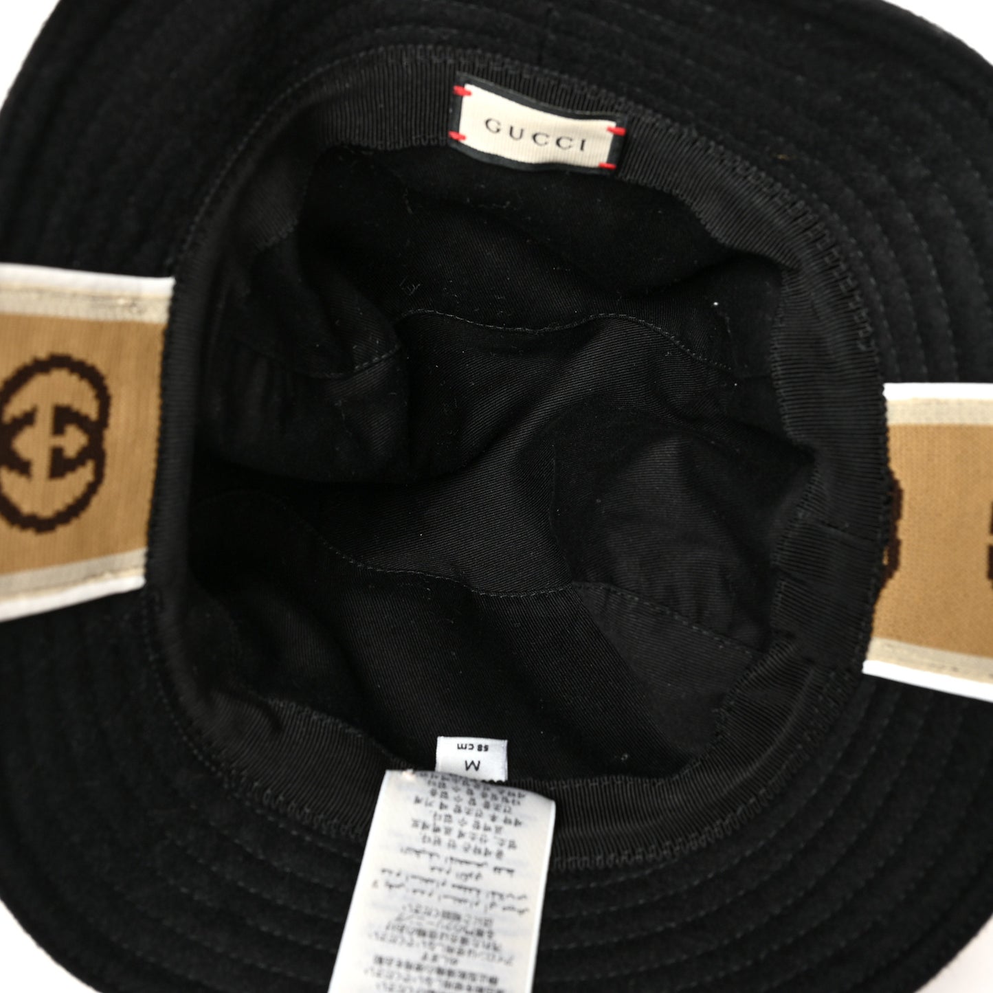 Double G Bucket Hat M Black Beige