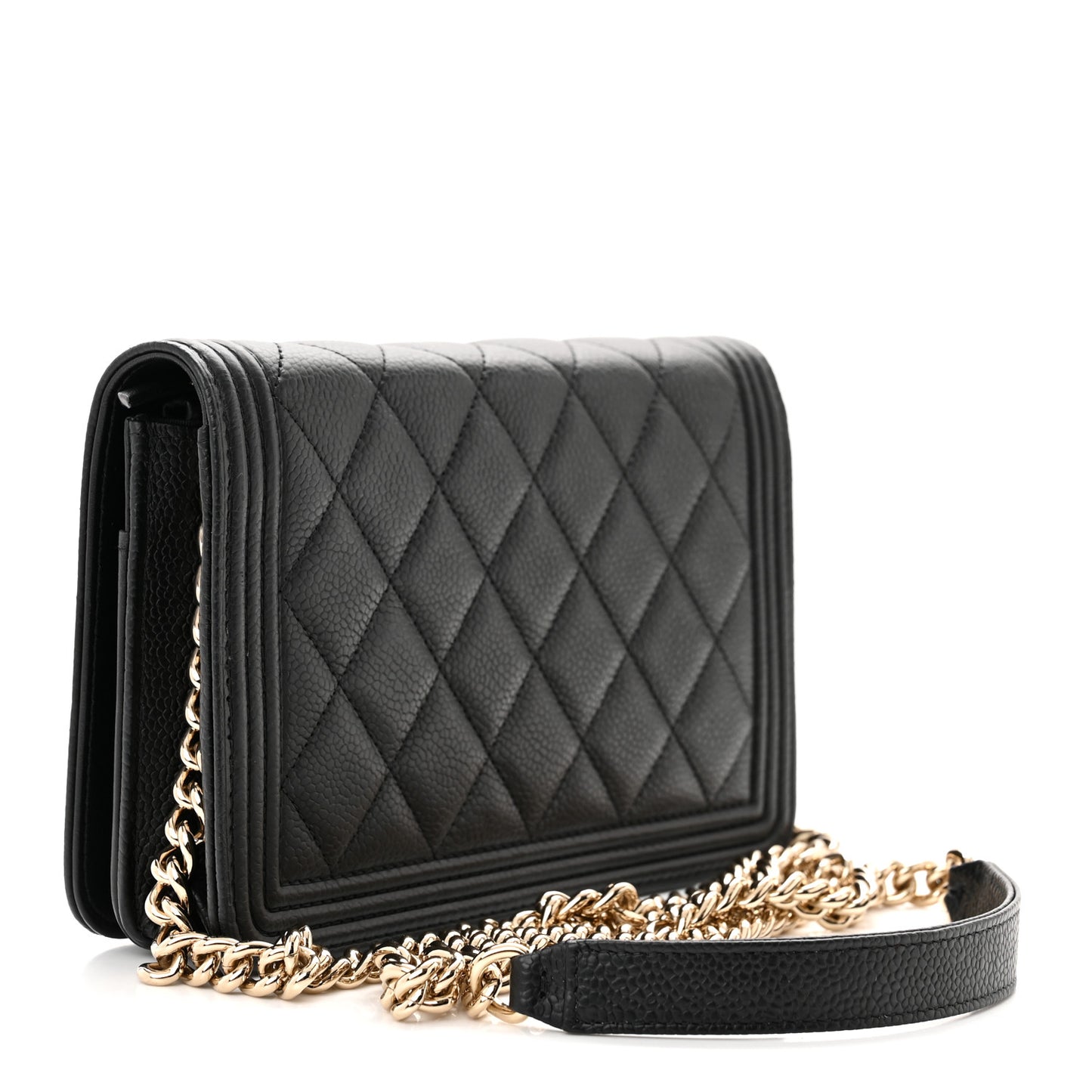 Caviar Quilted Boy Wallet On Chain WOC Black