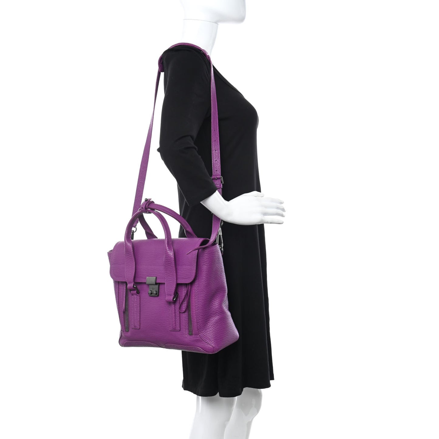 Textured Calfskin Medium Pashli Satchel Orchid