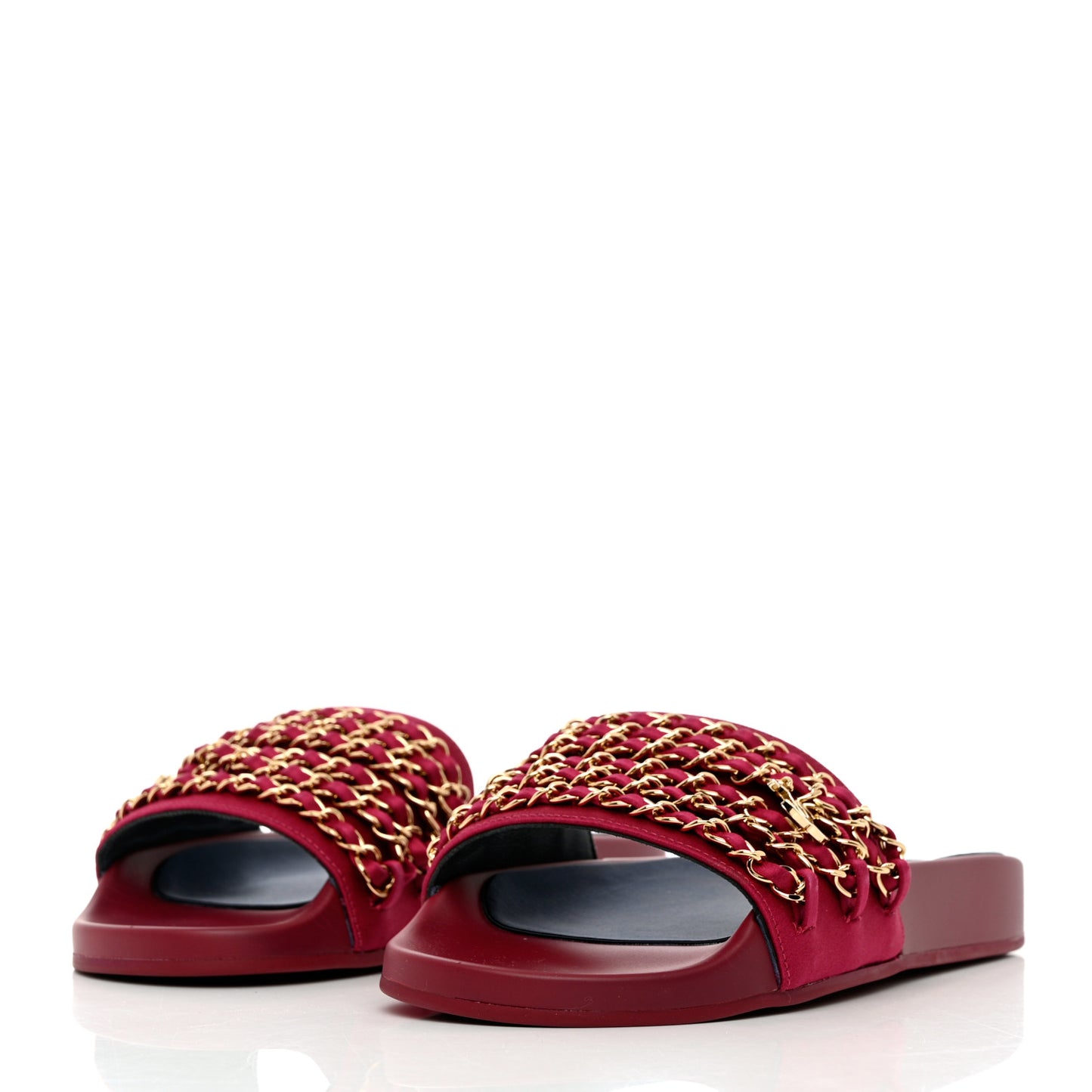 Satin Chain Flat Sandals 36 Dark Fuchsia