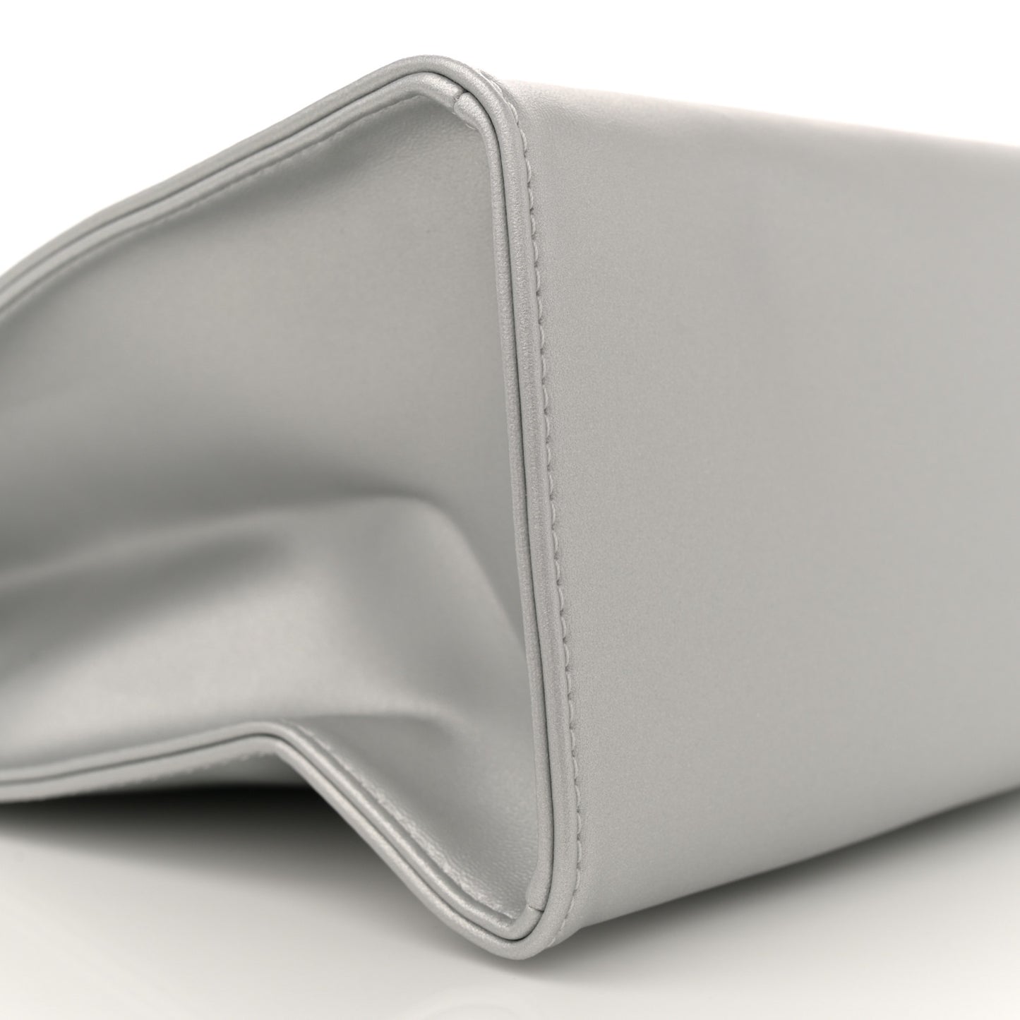 Metallic Vegan Leather Medium Shopping Bag Silver