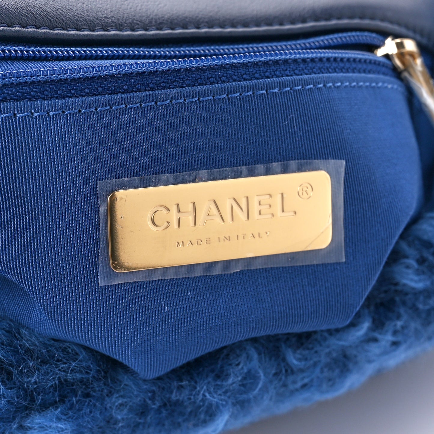Shearling Sheepskin Medium Chanel 19 Flap Blue